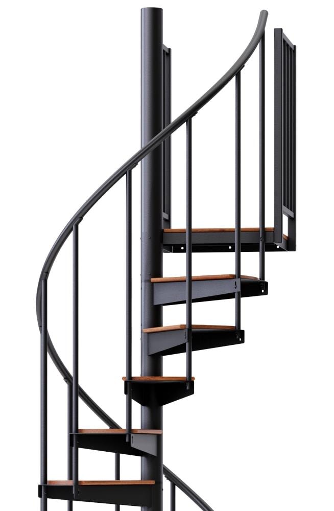 Mylen Stairs Condor 42-in x 15.75-ft 2 Platform Rails Black Spiral ...