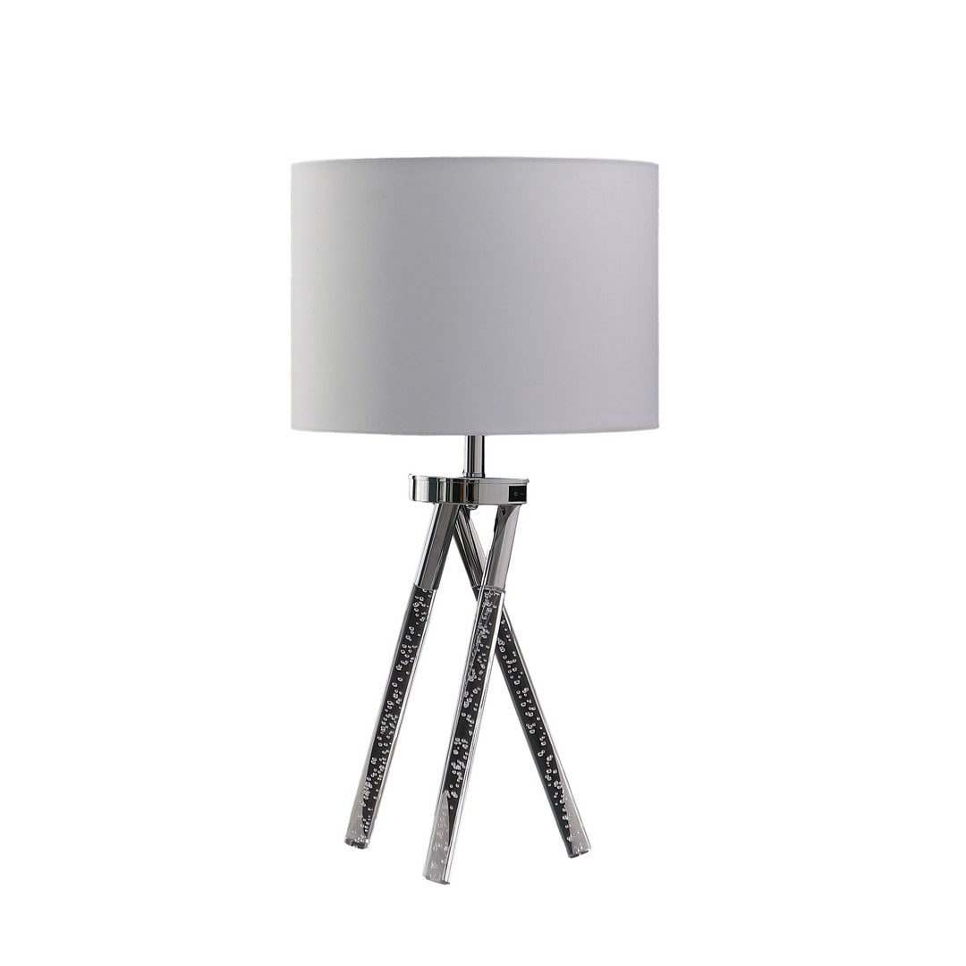 LOVMOR SF-Y-B072116678 26.25 in In Mid Century Birgit Led Acrylic Tapered Legs Silver Metal Table Lamp