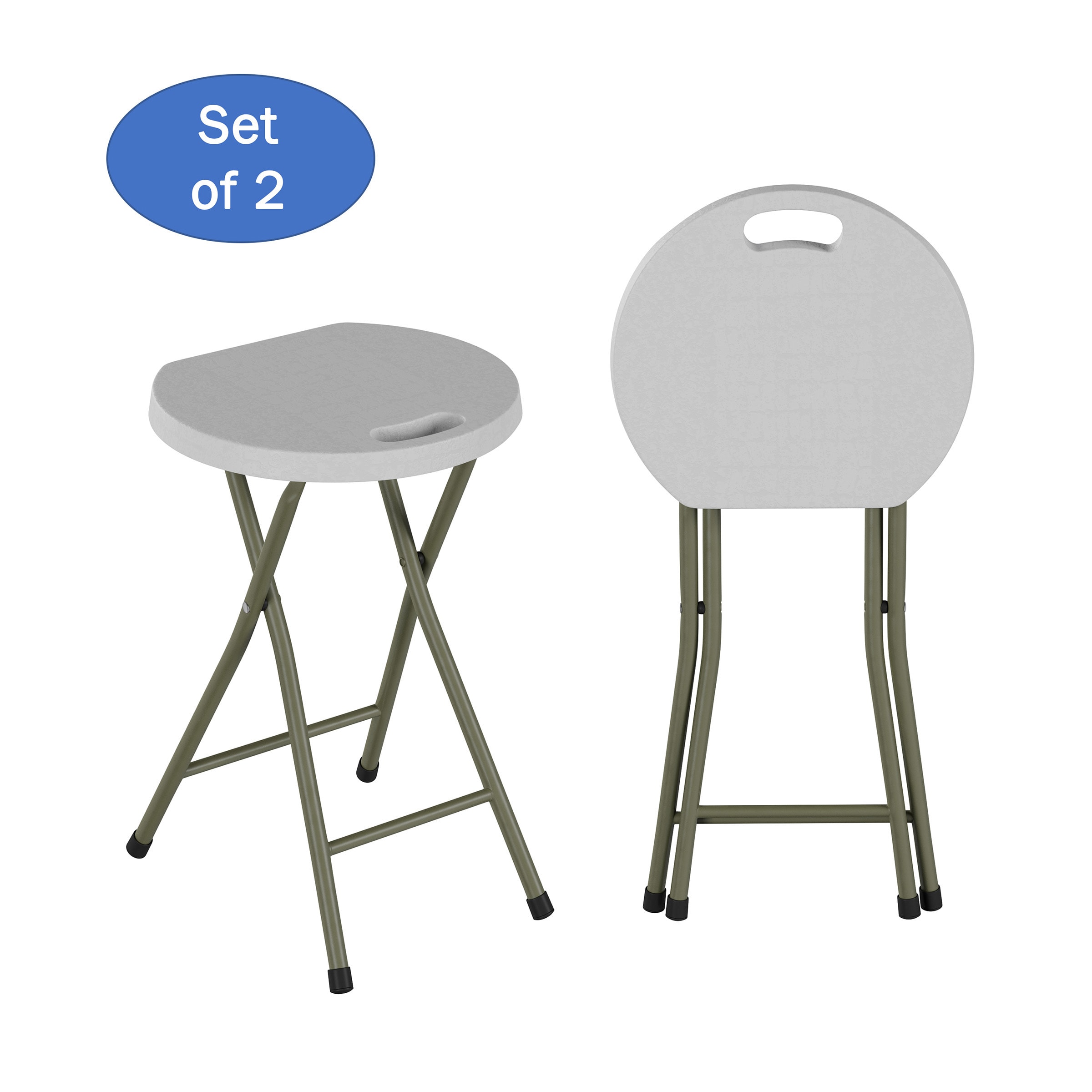 Somerset Home 18 inch Portable Bar Stool - Set of 2, White