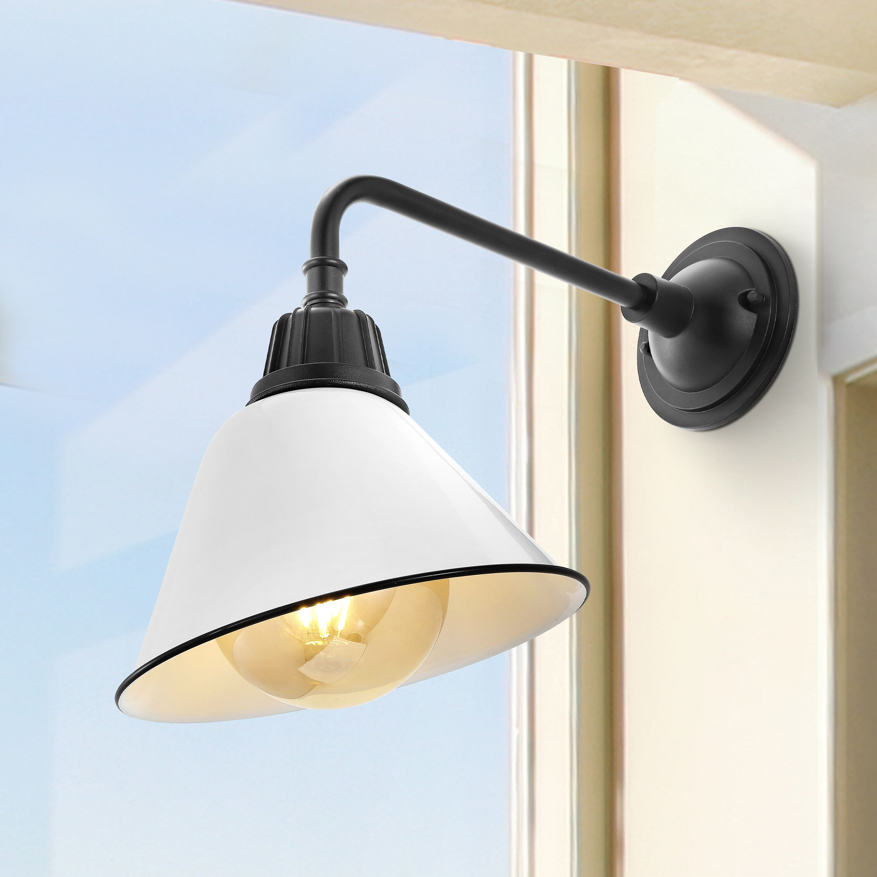 Croydon 9.63" White Iron LED Gooseneck Outdoor Sconce