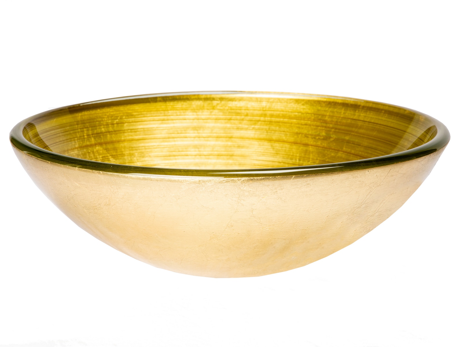 Khaki Tempered Glass Round Above-Counter Bathroom Sink