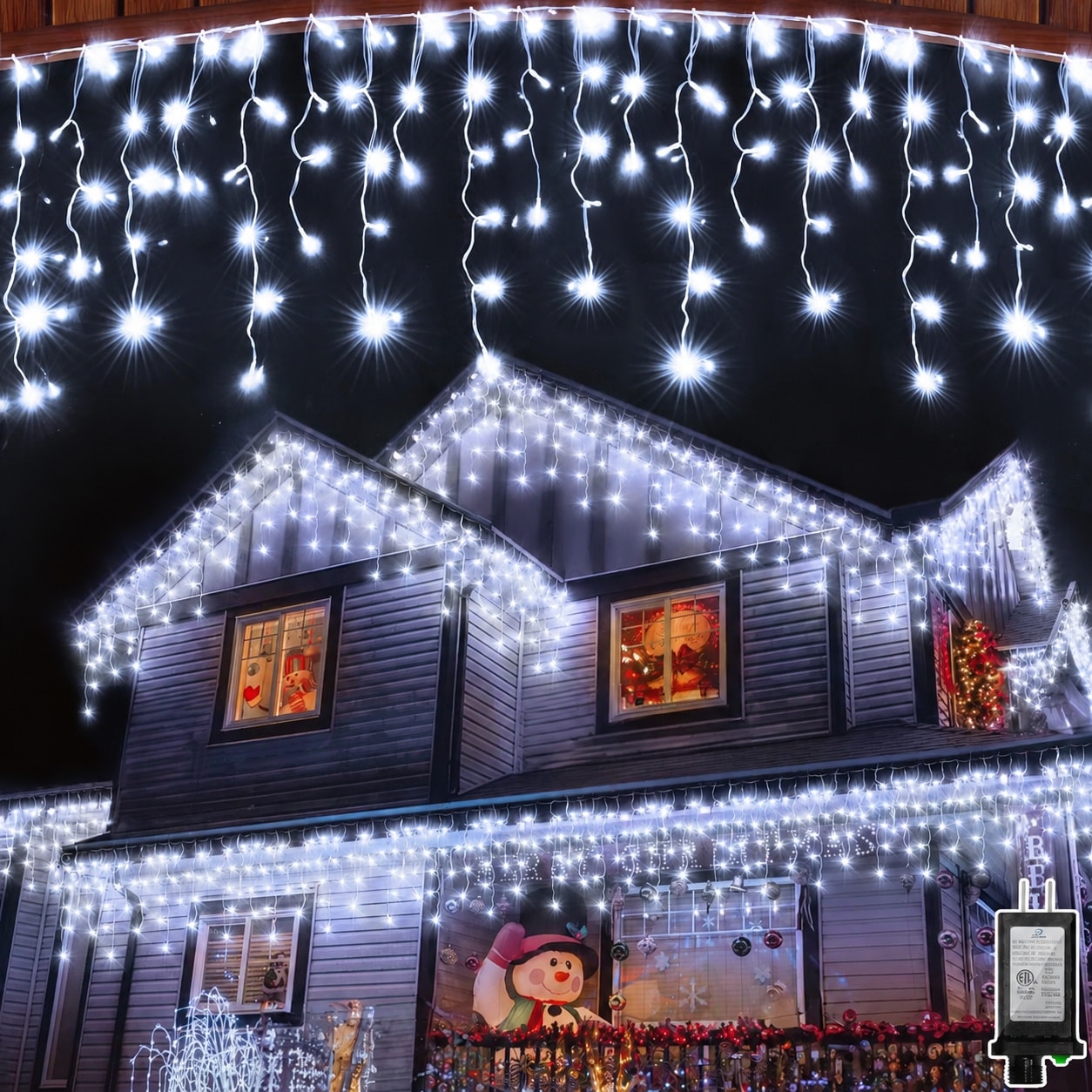 Phewnyzo  82ft 810 LED Cool White Christmas String Lights Outdoor Waterproof Icicle Lights with 12 Modes Timer Dimmable for Patio Fence Window