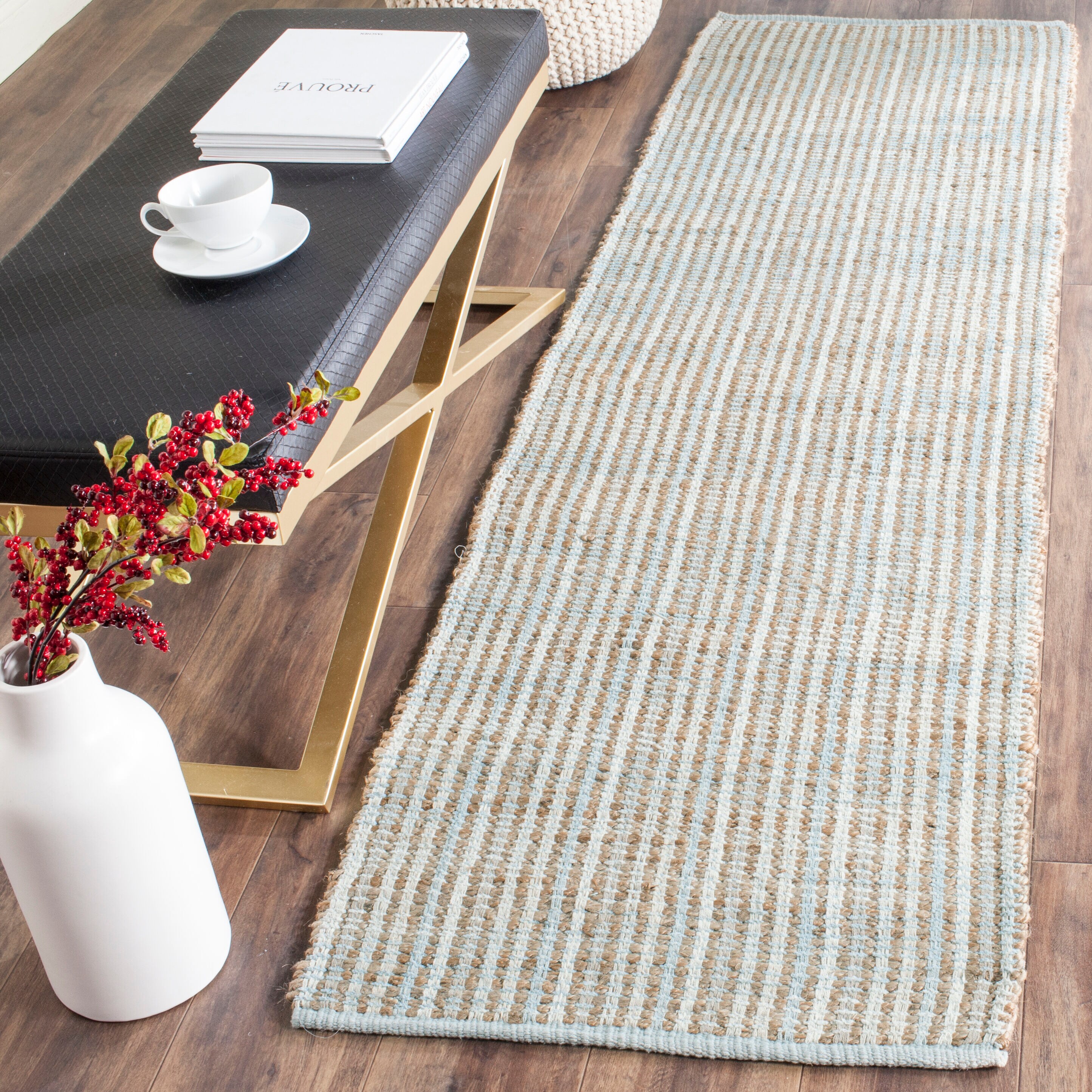 Safavieh CAP831A-28 Cape Cod Stoke 2 x 8 (ft) Jute Natural Rectangular Indoor Stripe Coastal Runner rug
