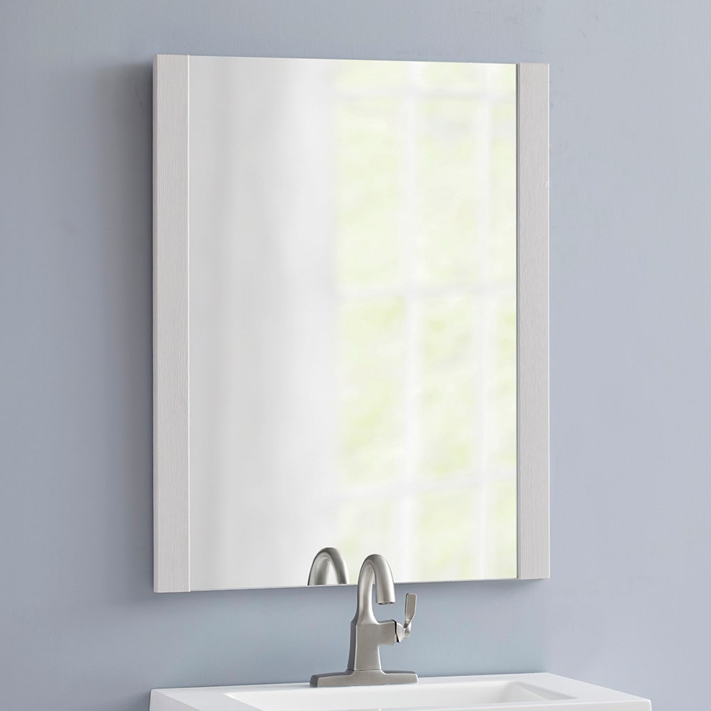 Style Selections 7BN24-SS Acadia 24-in x 31-in Framed Rectangle Bathroom Vanity Mirror ( White )