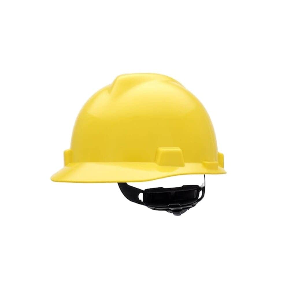 MSA  Safety V-Gard Slotted Cap HDPE Fas-Trac III Suspension Type I Class E Yellow (10.6in L x 8.3in W)