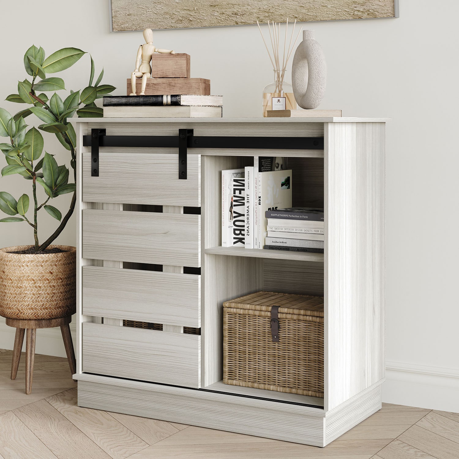 ChaletPosh C4003SB-LGY Rustic Light Grey Sideboard