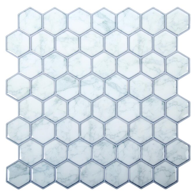 Truu Design Self Adhesive L And Stick Hexagon Wall Tiles 10 X In Light Blue 6 The Decals Department At Com - Stick And Go Self Adhesive Wall Tiles Review