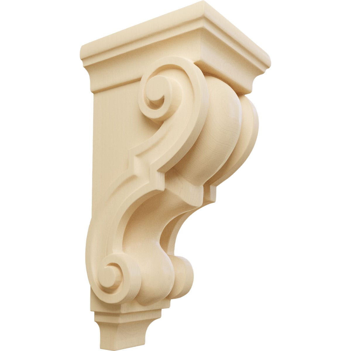Ekena Millwork CORW05X05X10TRMA 4.5-in x 5.0-in x 10-in Unfinished Maple Wood Paintable/Stainable Corbel