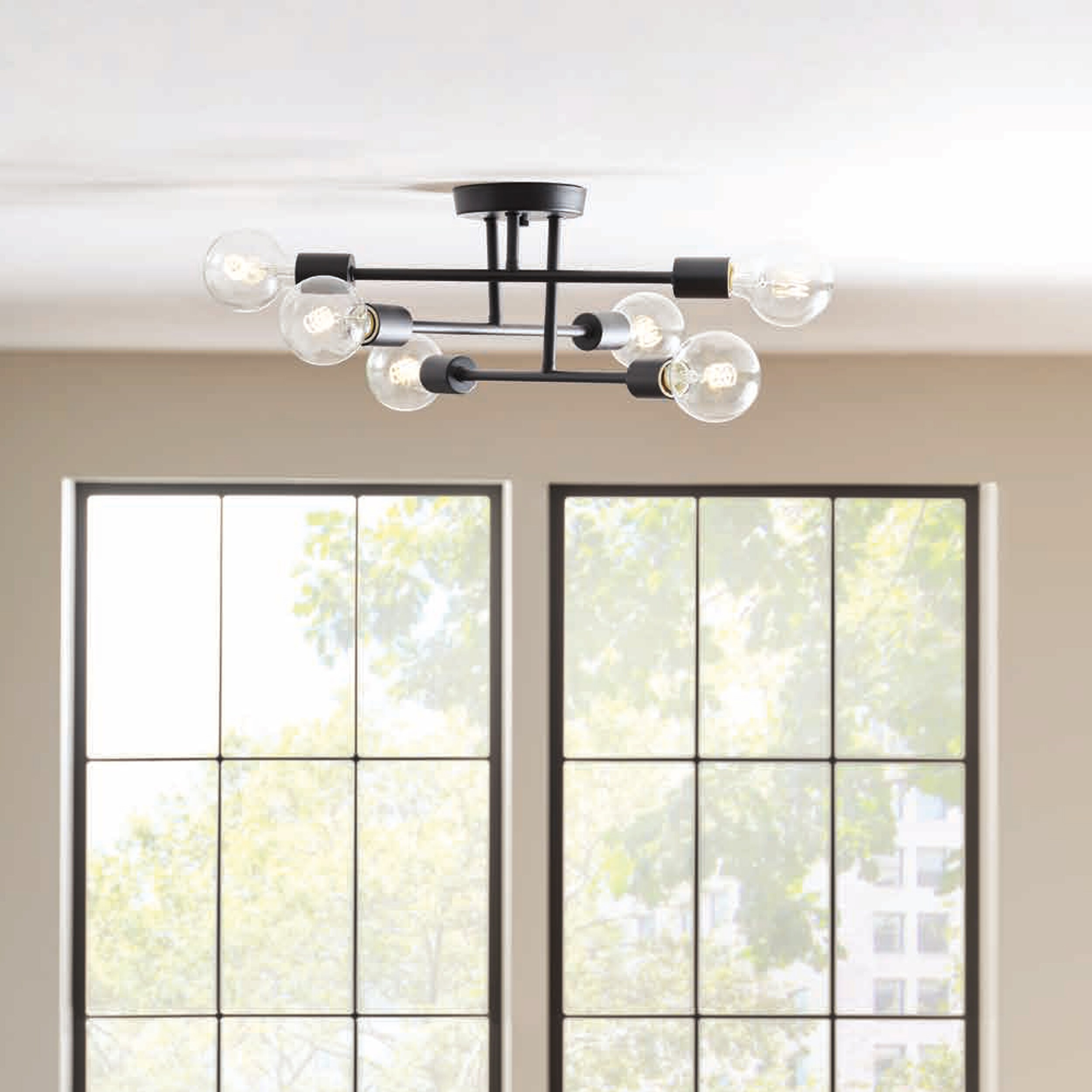 Origin 21 Shaye 6-Light 17-in Matte Black Semi mount light