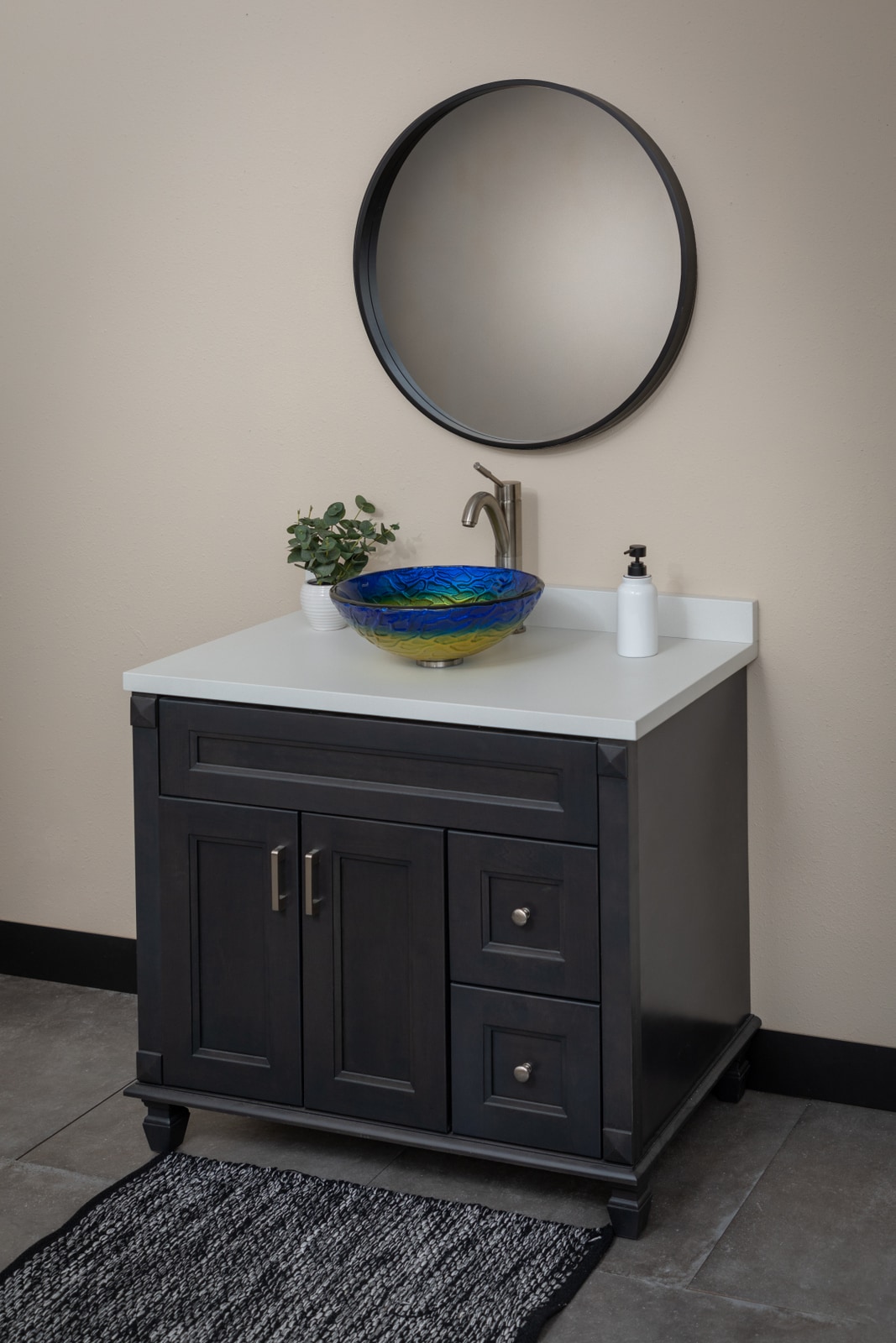 14.25'' Blue and Yellow Glass Vessel Sink