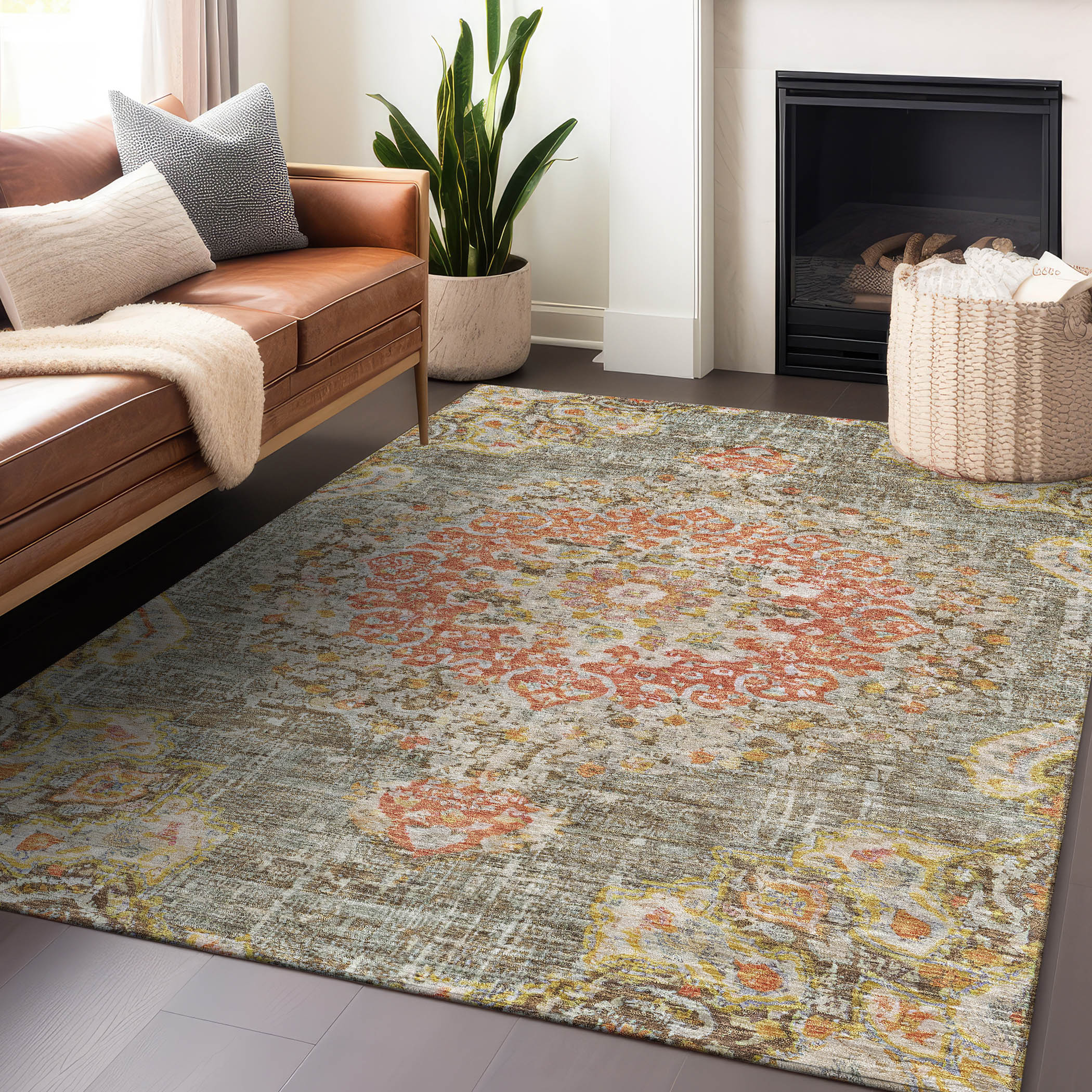 Addison Rugs ACN1236BR30X46 Chantille ACN1236BR 2 x 3 (ft) Polyester Brown Rectangular Indoor/Outdoor Geometric Machine washable Area rug