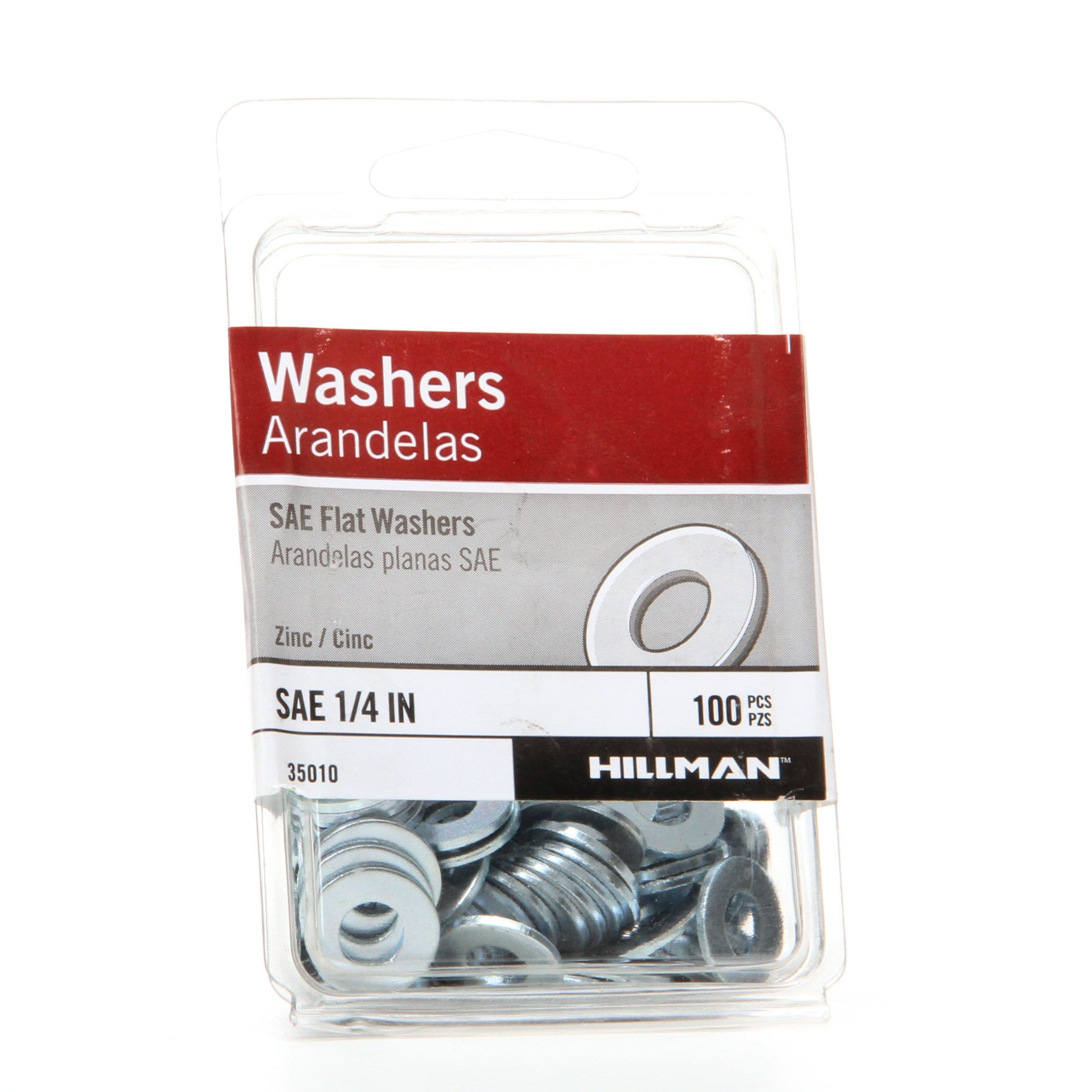 100 1/4 SAE Flat Washers Zinc Plated 
