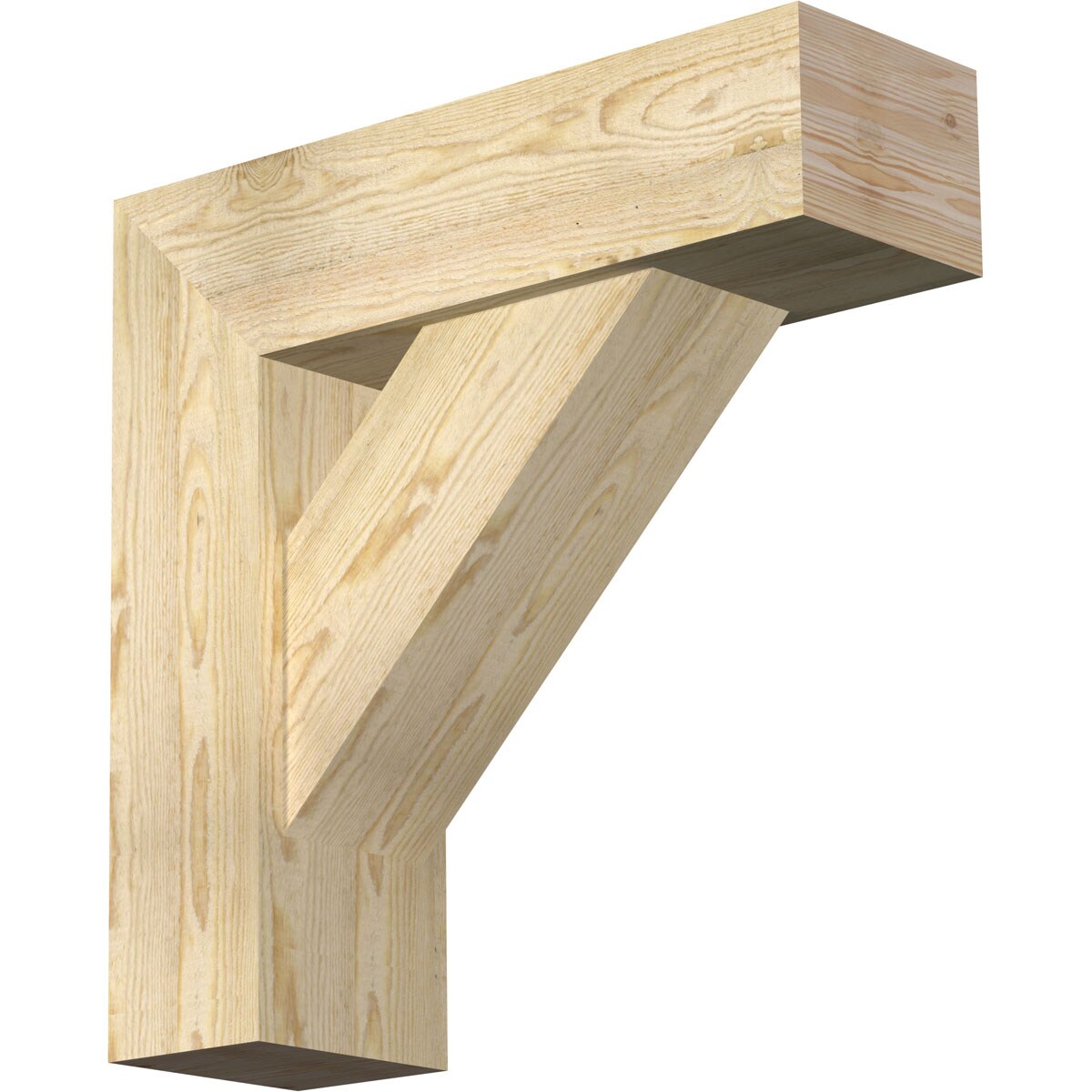 Ekena Millwork 1464978 Traditional block rough sawnbracket with offset brace 8-in x 26-in x 26-in Douglas fir Brown Wood Standard bracket