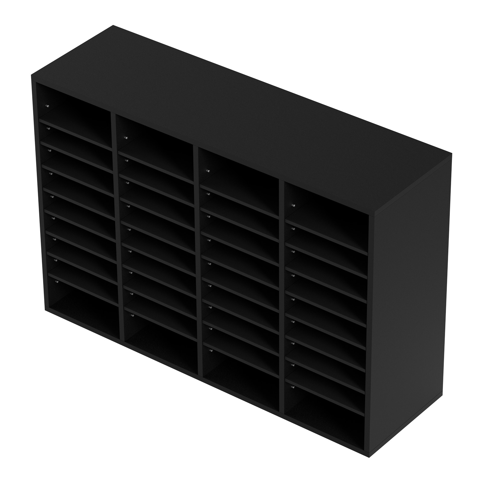 Black 36-Compartment Wood Literature Organizer