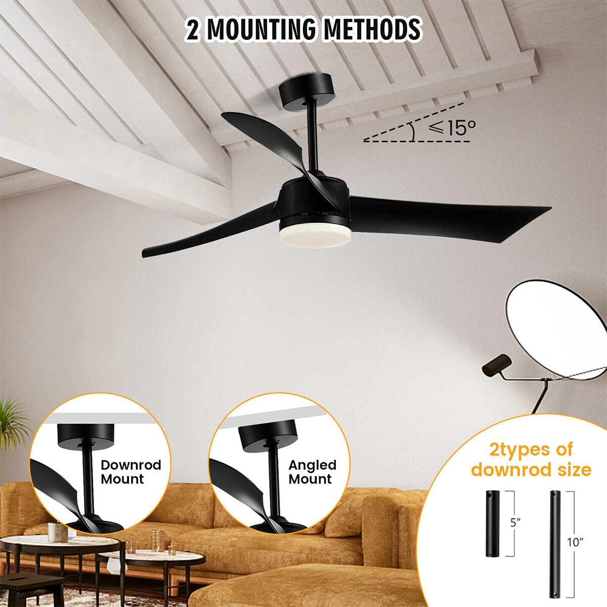 WELLFOR DFJ10186US-BK Ceiling-Fans - View #5
