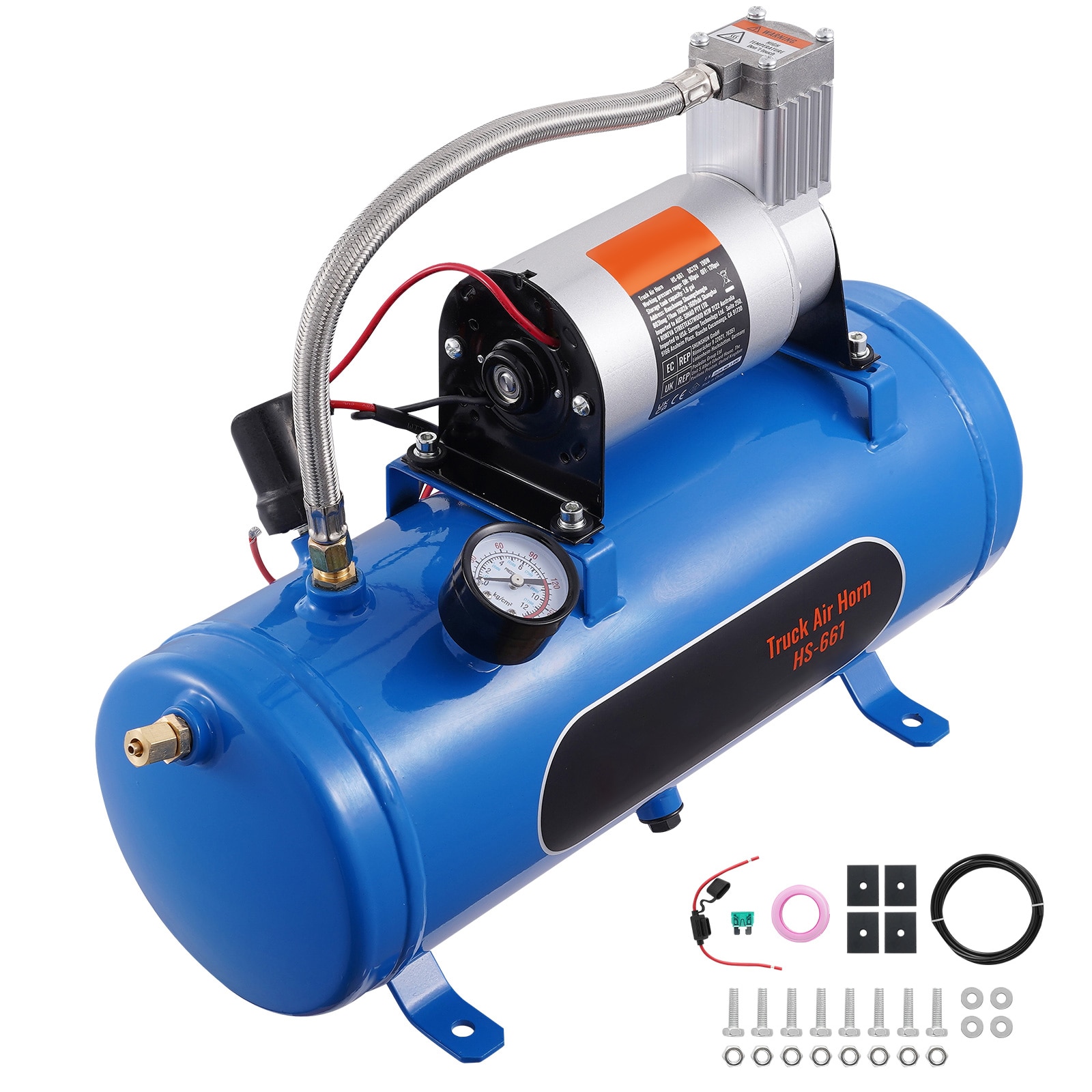 VEVOR QLBCQGYYSJZCESCMXV9 1.6-Gallon Portable Gas 120 PSI Vertical Air Compressor with Accessories Included