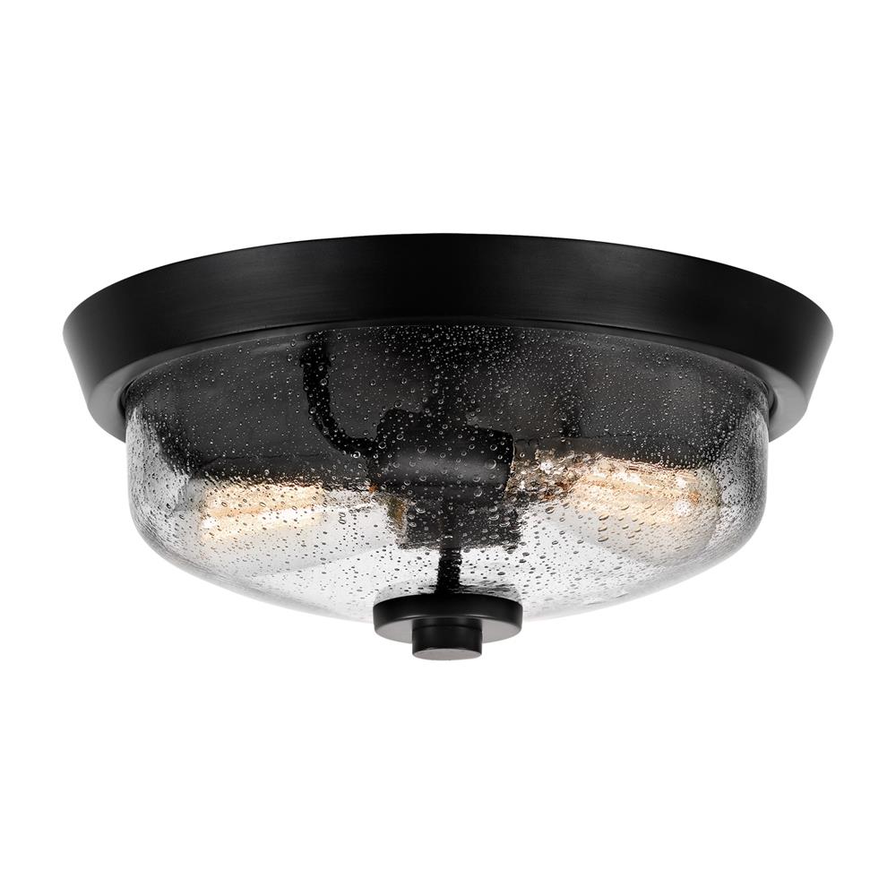 Radius Black Glass 2-Light Indoor/Outdoor Flush Mount Ceiling Light