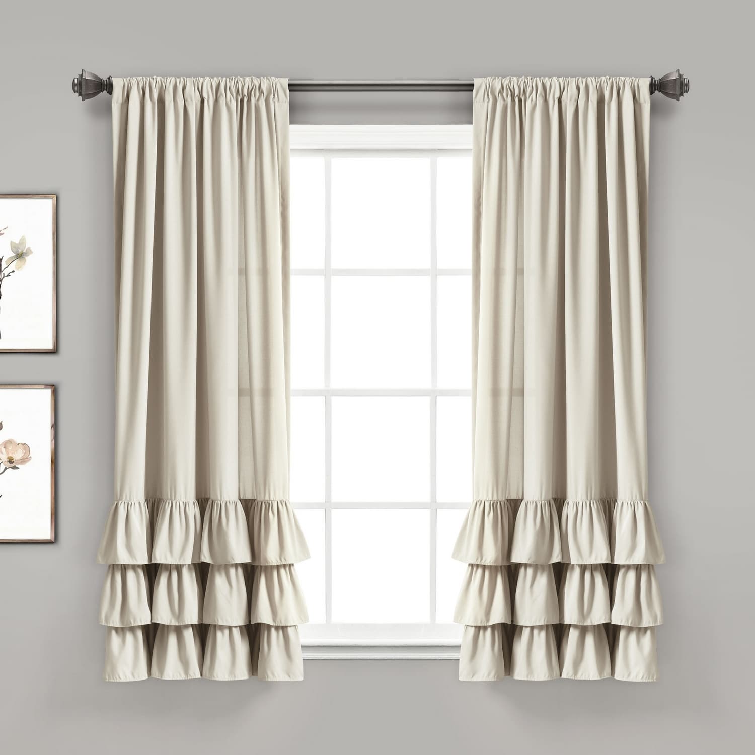 Lush Decor 16T007592 63-Inches Neutral Rod pocket Curtain panel pair