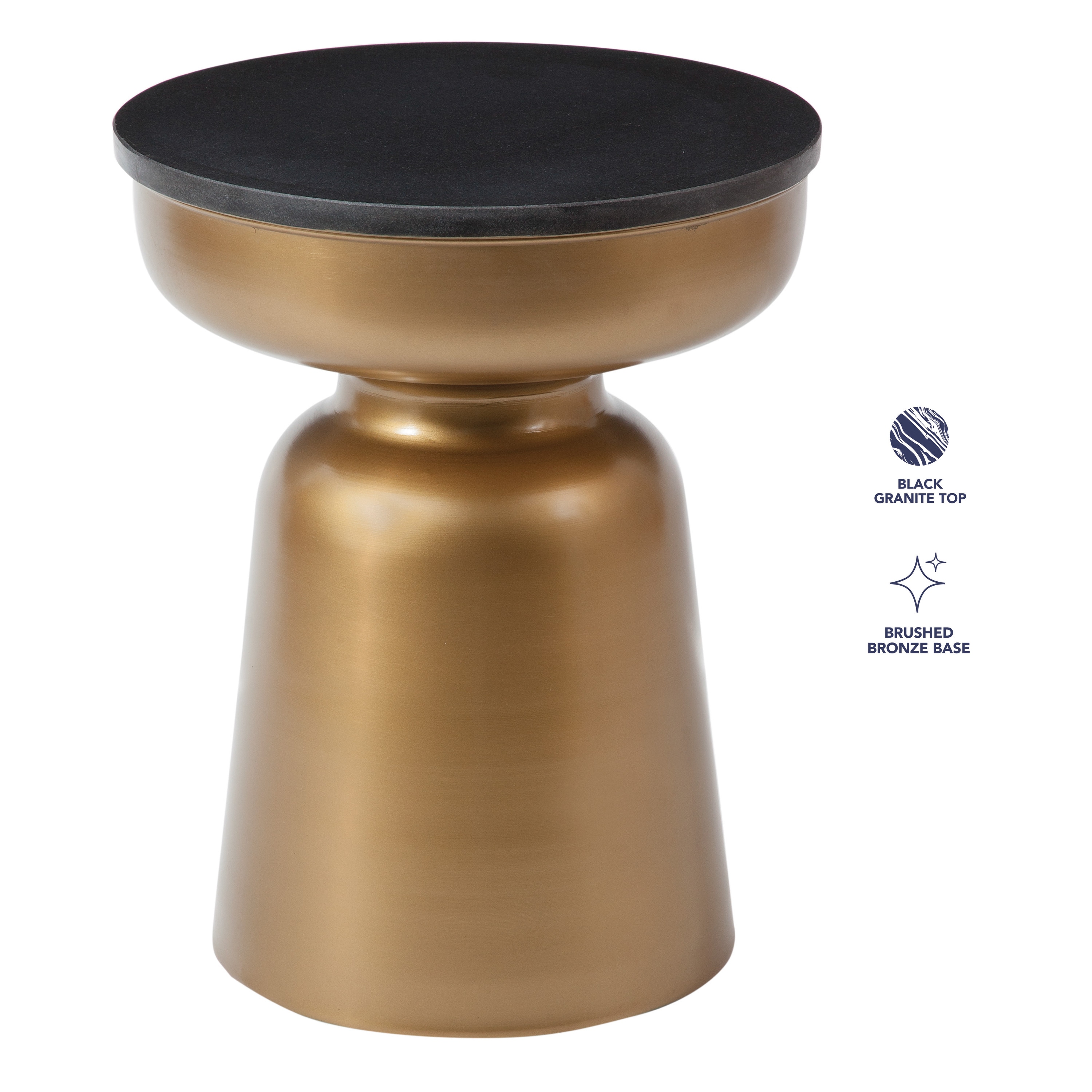 Contemporary Round Stone Top Metal Frame End Table