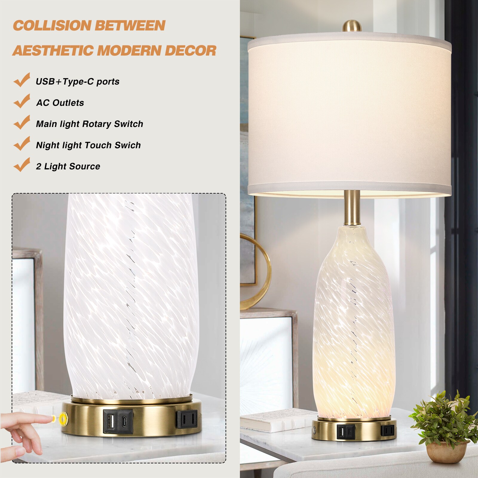 UrFurnishings TD-547 Table-Lamps - View #4