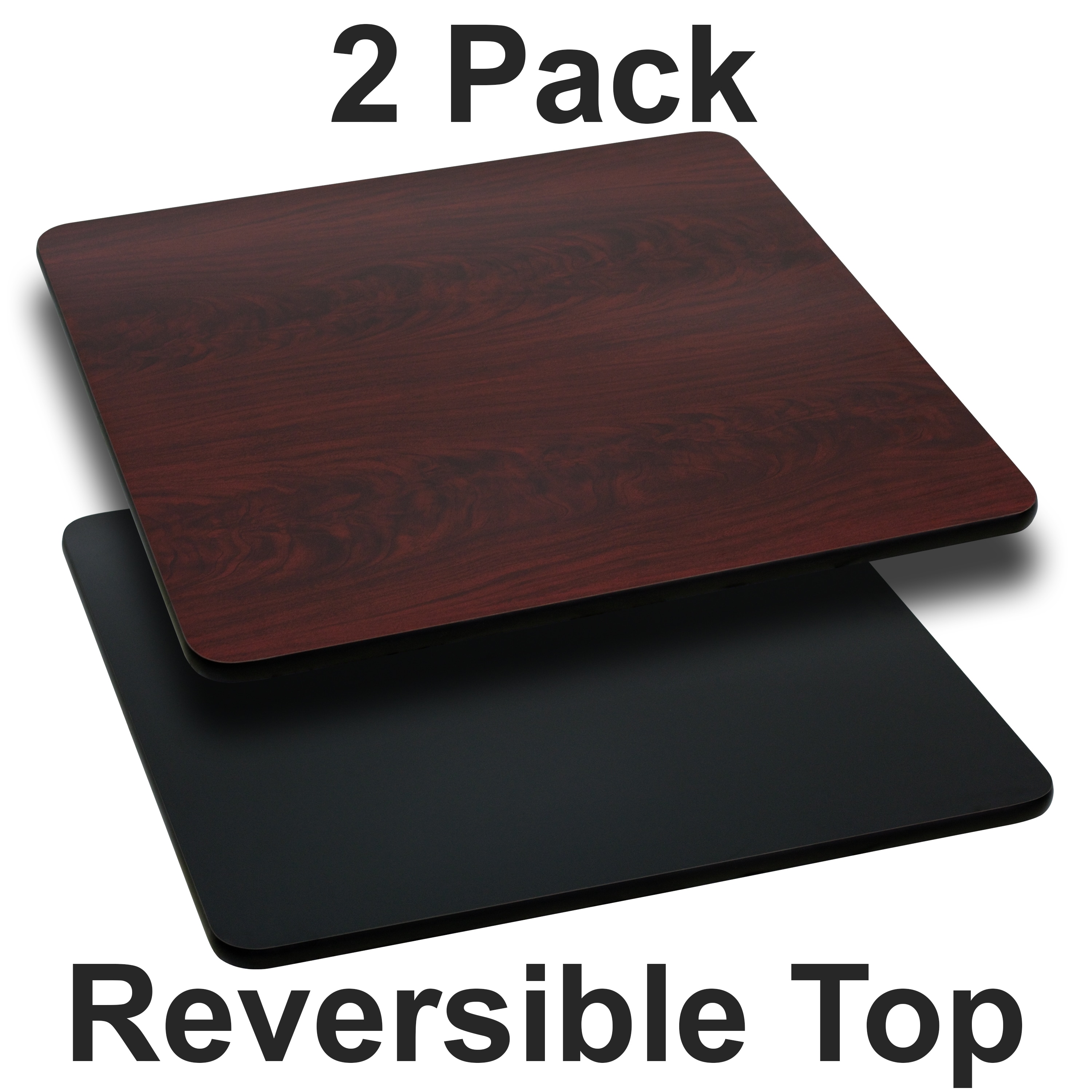 Flash Furniture 889142019749 Glenbrook 2 Pack 42-in Square Table Top with Black or Mahogany Reversible Laminate Top
