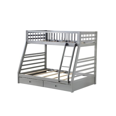 Acme Furniture Jason Gray Twin Over, Metal Twin Over Full Bunk Bed With Trundle And Storage Drawers