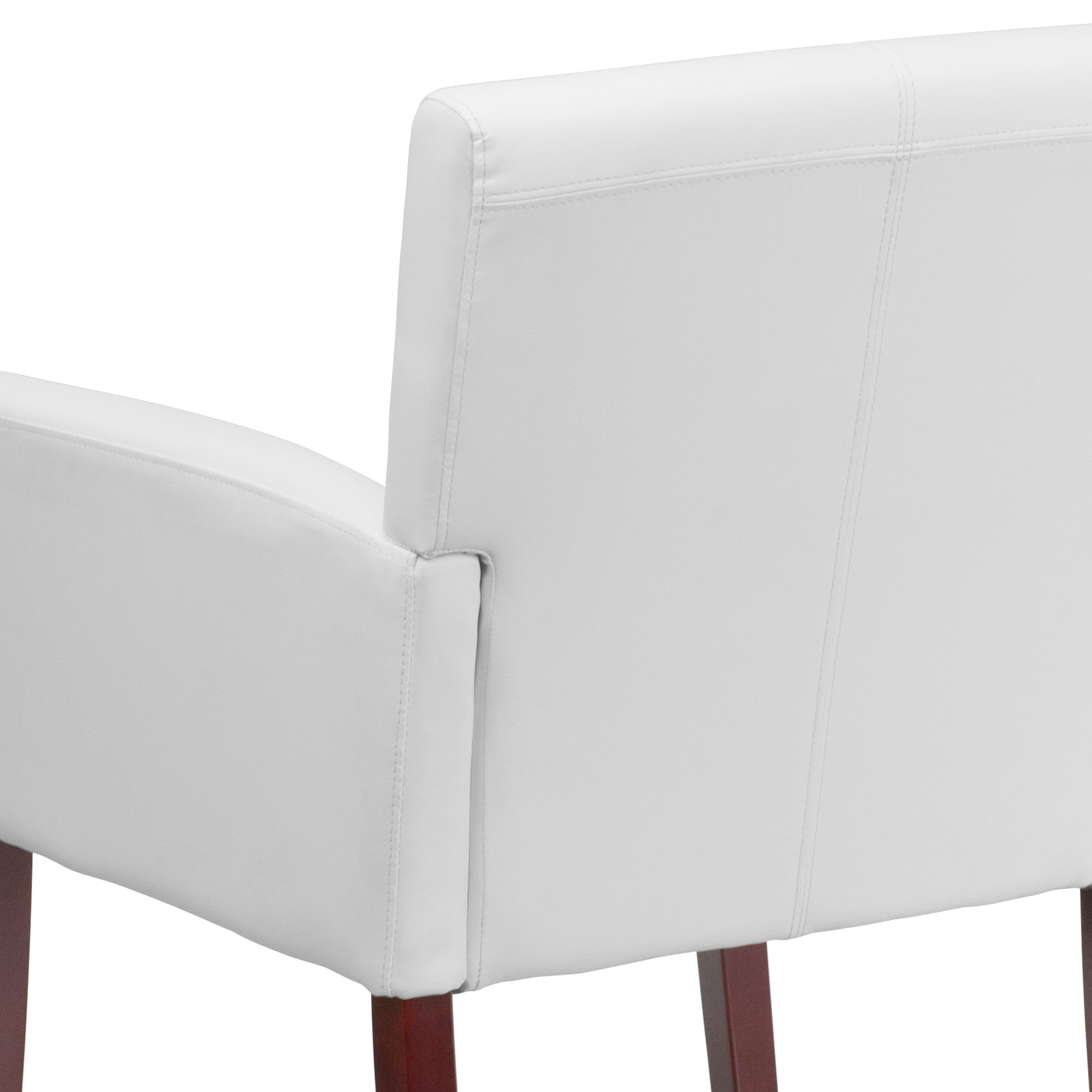 Taylor White LeatherSoft Executive Chair with Mahogany Wood Legs