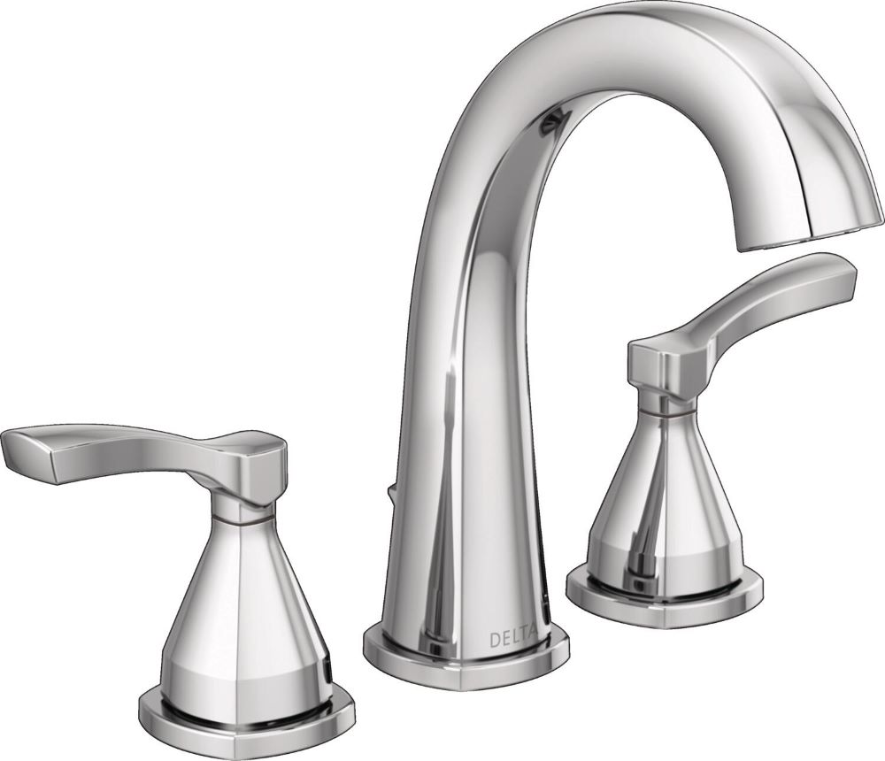 Delta 35775-PR-MPU-DST Stryke Lumicoat Chrome Widespread 2-handle WaterSense High-arc Residential Handle Bathroom Sink Faucet with Drain