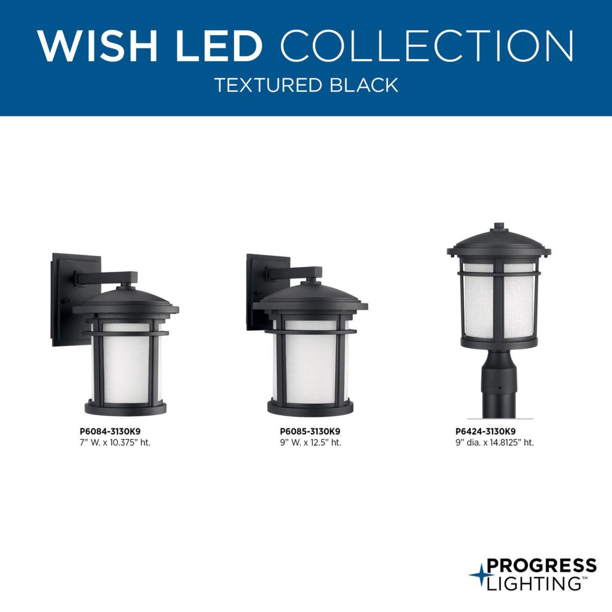 Progress Lighting Wish 10.37-in Black Dark Sky Integrated LED