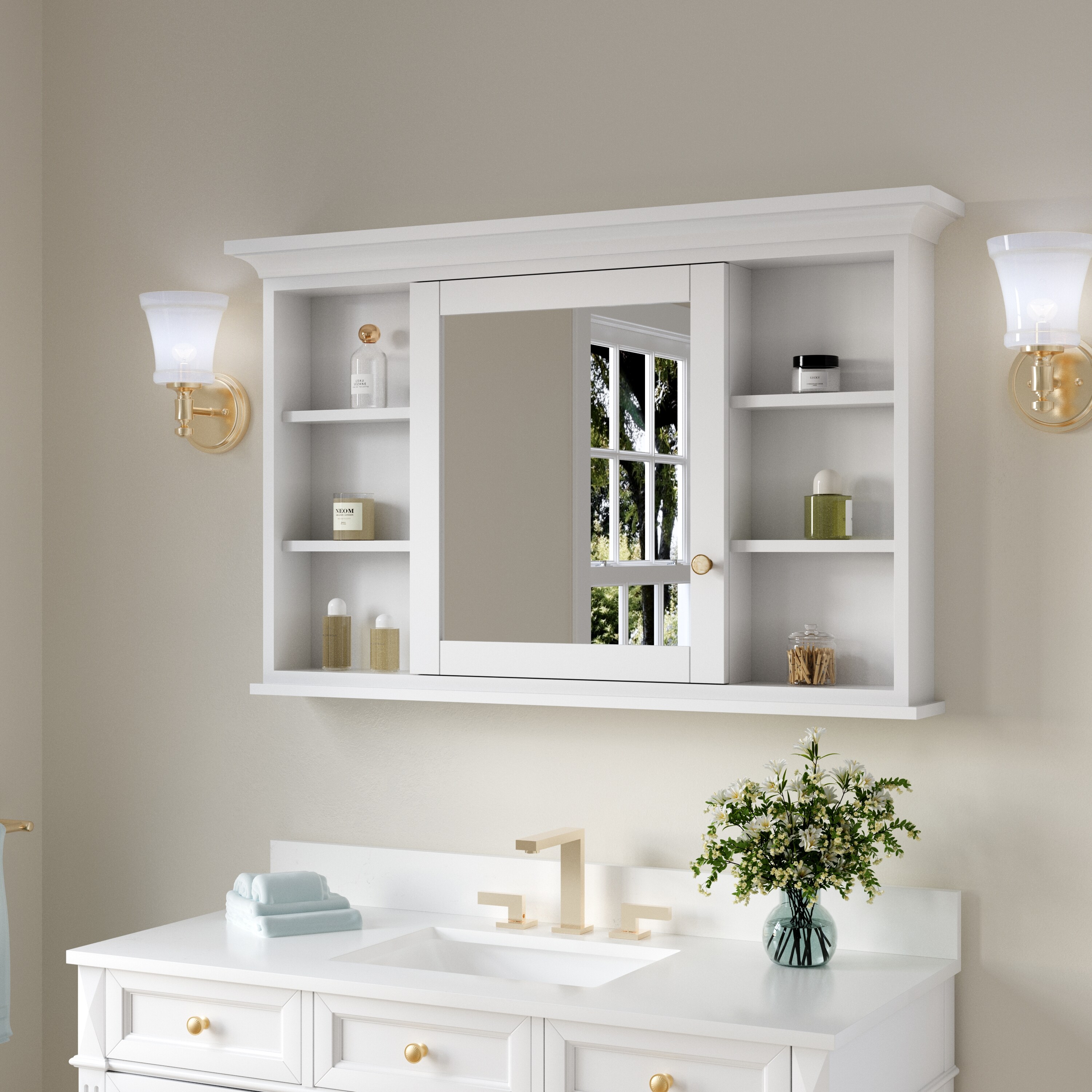 WELLFOR UCS-B4030MC-WT Bathroom-Wall-Cabinets - View #3