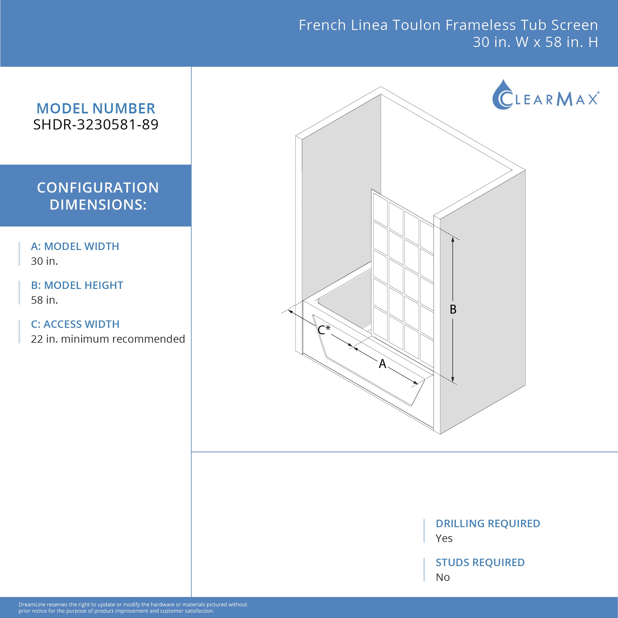 DreamLine SHDR-3230581-89 Bathtub-Doors - View #5