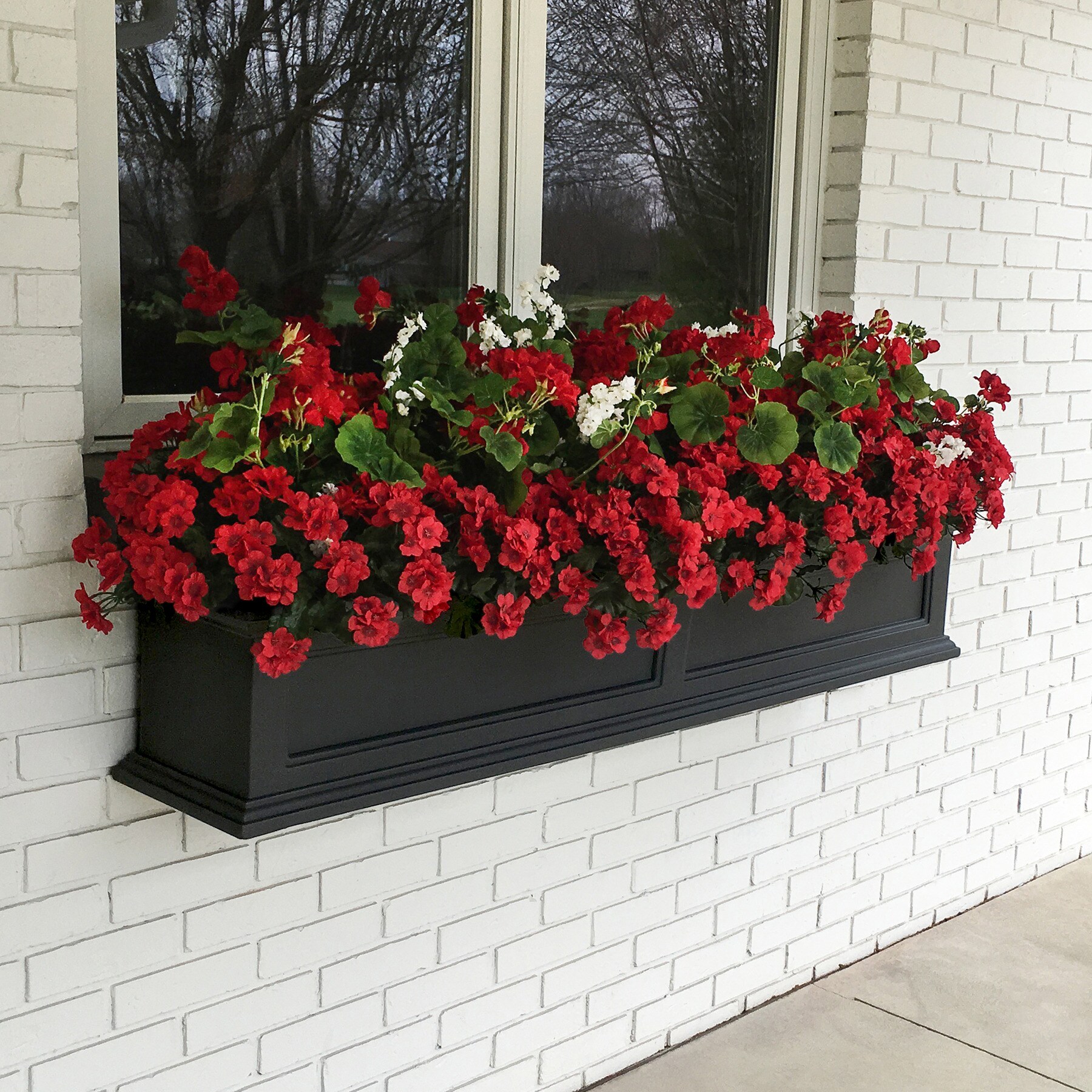 Black Resin 60" Window Box Planter with Water Reservoir