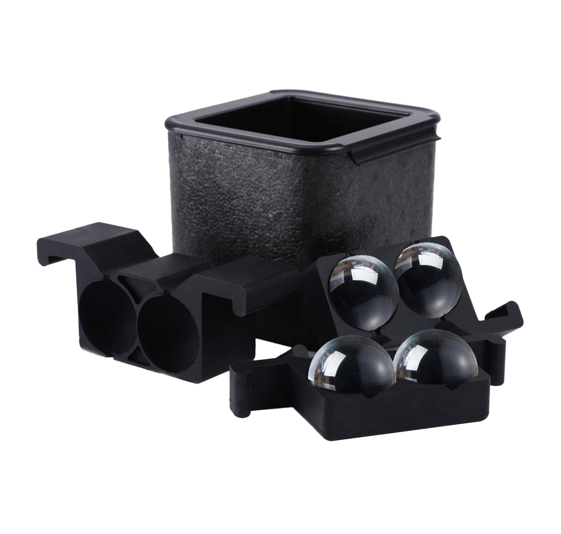 Anqtovp  4 Piece Crystal Clear Ice Ball Maker Tray 2.36 inch Large Ice Sphere Mold for Whiskey Cocktail Brandy Bourbon Slower Melting