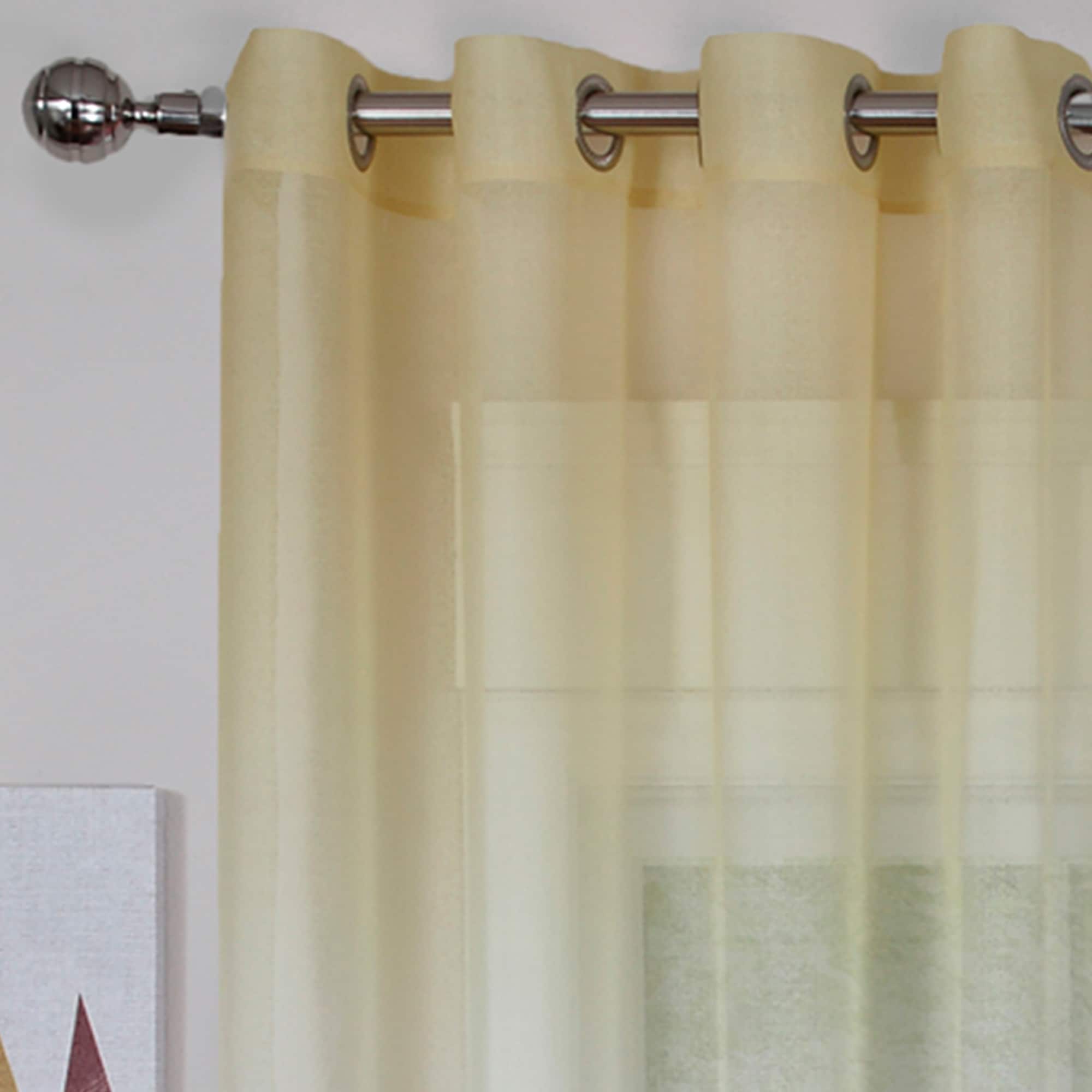 Blue Ombre Sheer Grommet Ground Length Curtain Panel