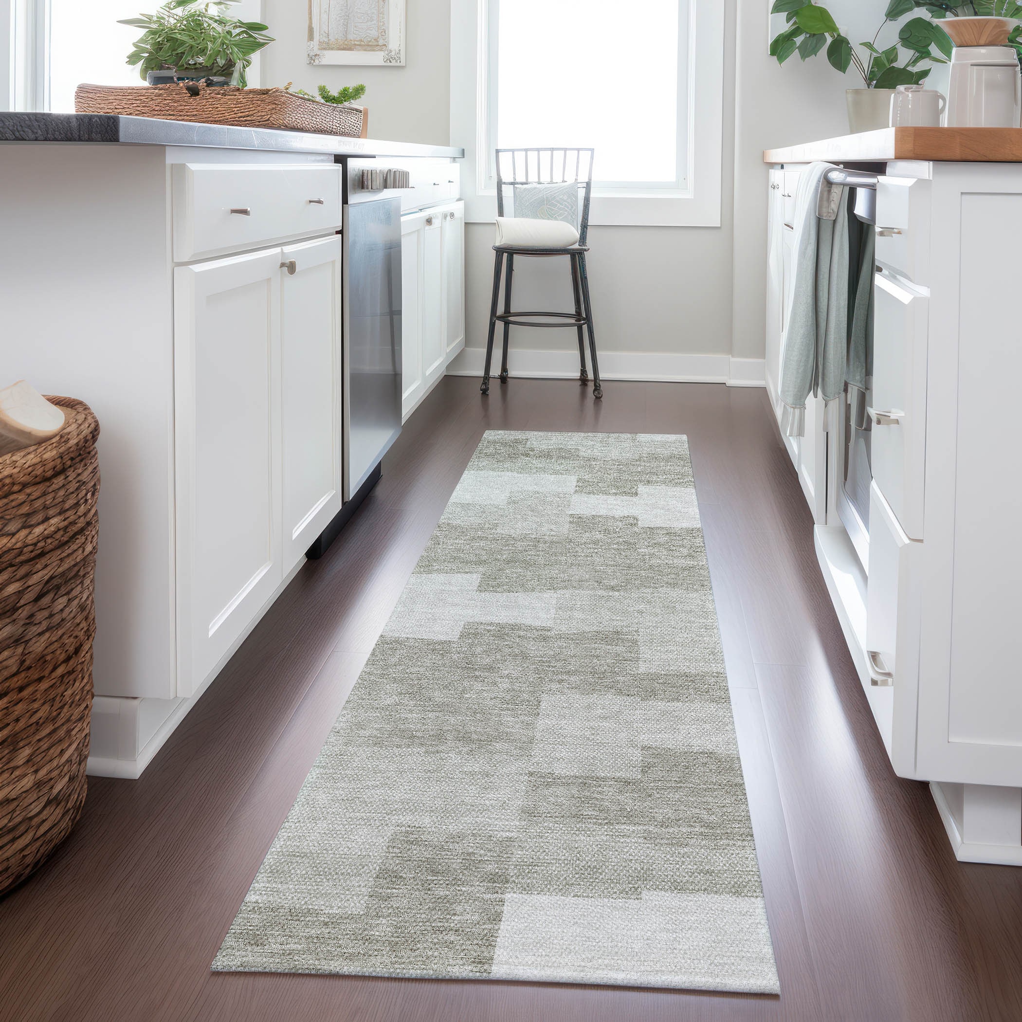Taupe Synthetic Flat Woven Reversible Runner Rug 2'3" x 7'6"