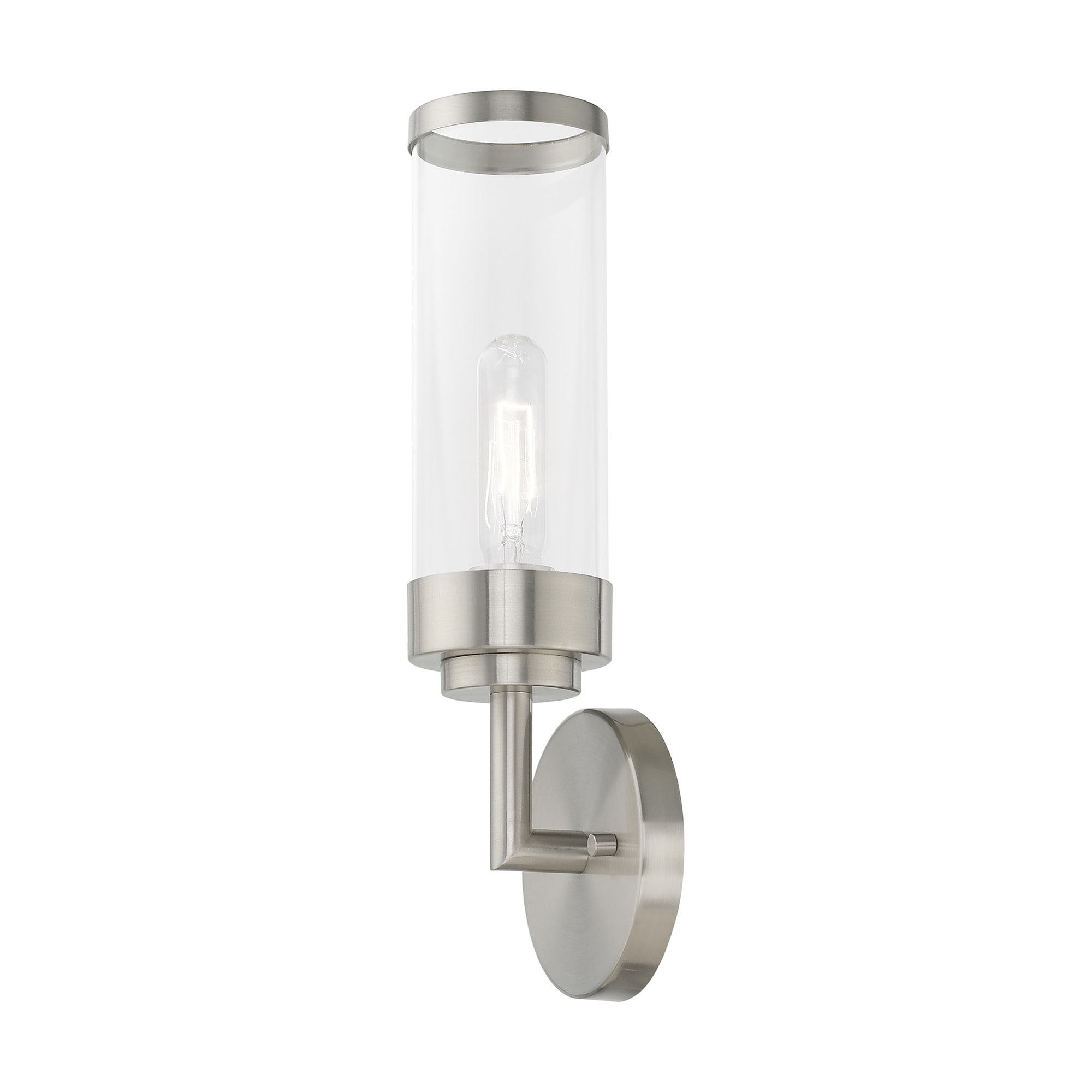 Hillcrest Brushed Nickel 1-Light Wall Sconce with Clear Glass Shade