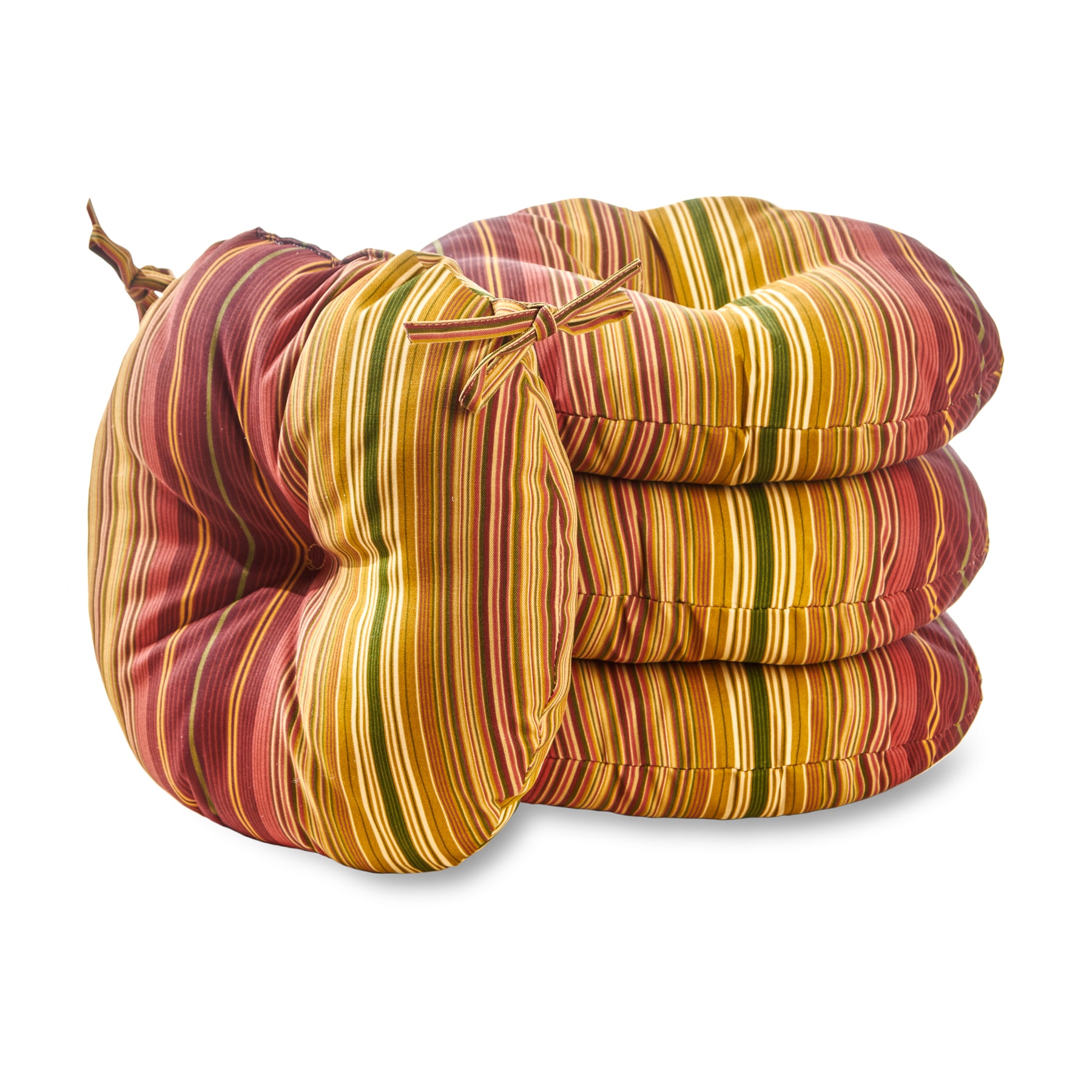 Greendale Home Fashions 15 Round Outdoor Bistro Chair Cushion (Set of 2), Sunset Stripe