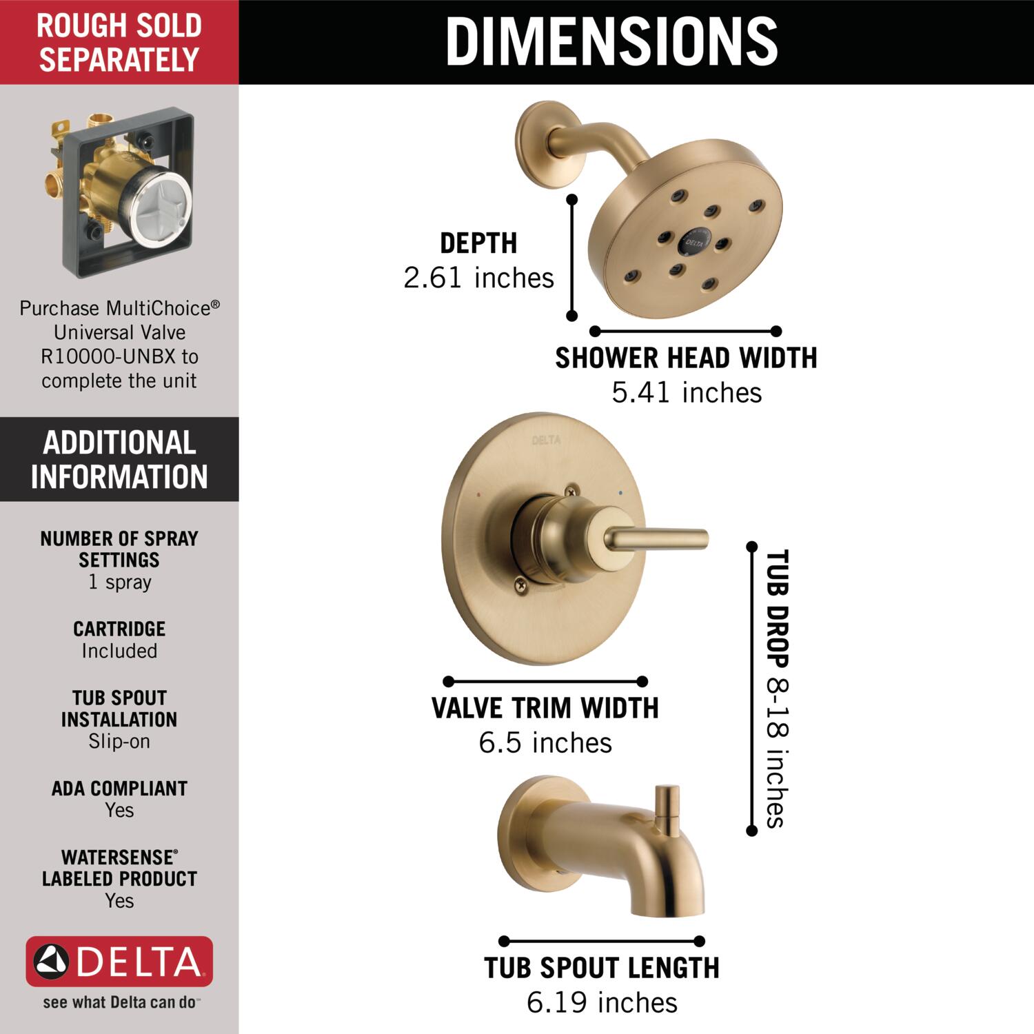 Delta T14459-CZ Tub-Shower-Faucets - View #4