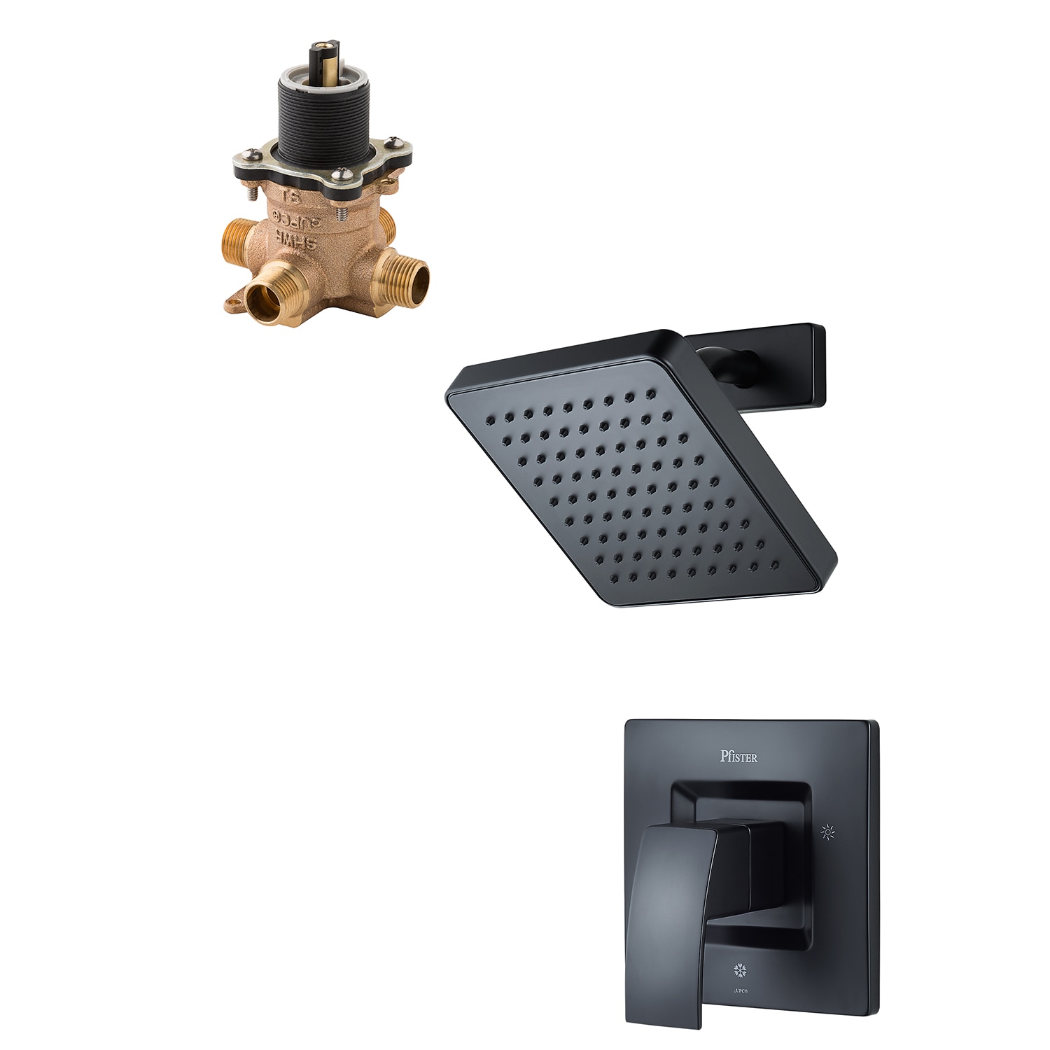 Kenzo Matte Black 1-handle Single Function Square Shower Faucet Valve Included | - Pfister LG89-7DFB-0X8-310A-L
