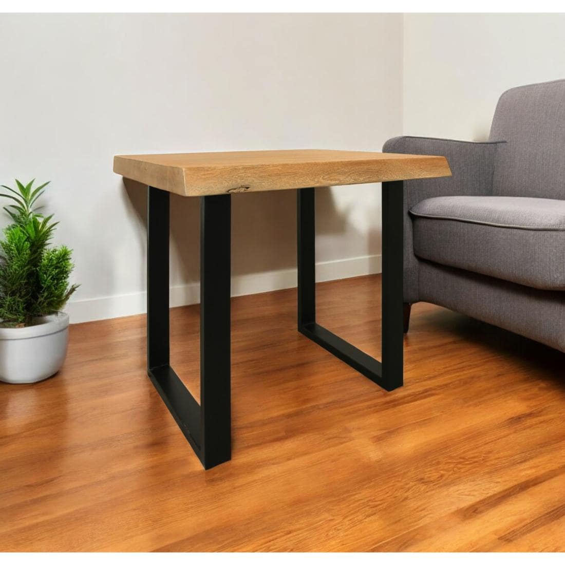 HomeRoots 4000571196 24-in W x 24-in H Natural Wood Square Industrial End Table