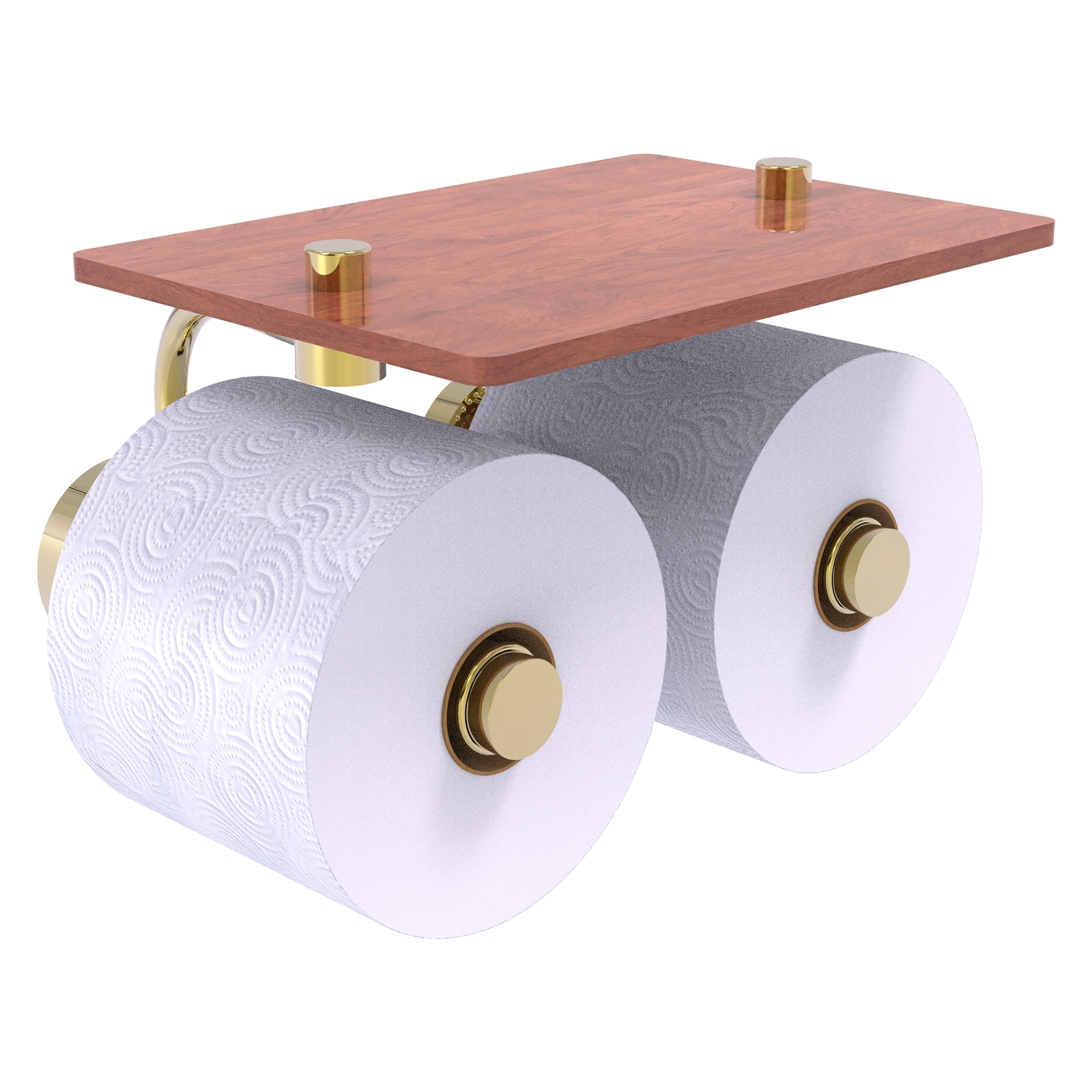 Allied Brass DT-24-2S-IRW-UNL Dottingham Unlacquered Brass Wall mount Double post Toilet Paper Holder 2 -Rolls with Storage