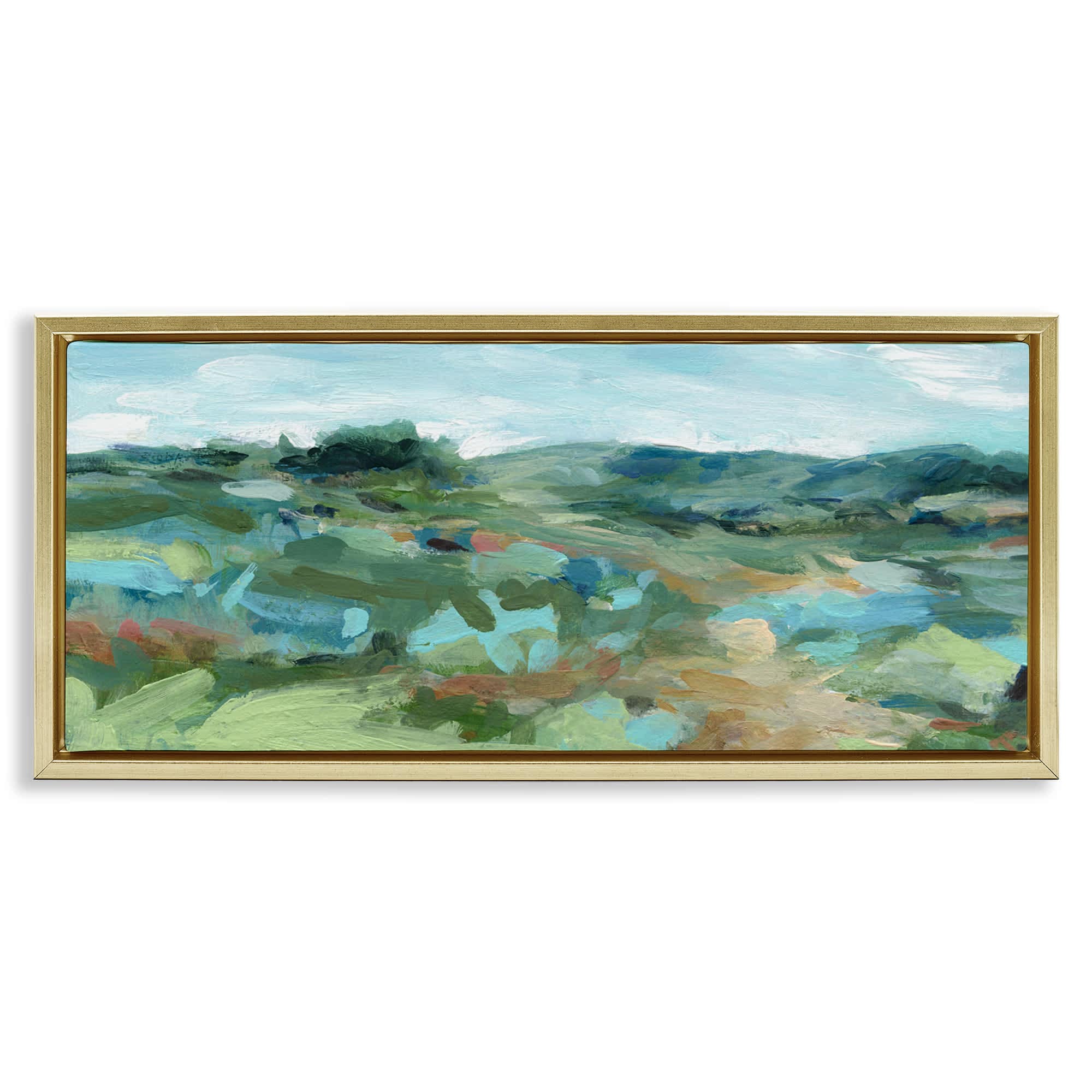 Stupell Industries BS-268-FFG-10X24 Painterly Landscape Greenery Gold Framed Floater Canvas Wall Art By Carol Robinson 25 x 11