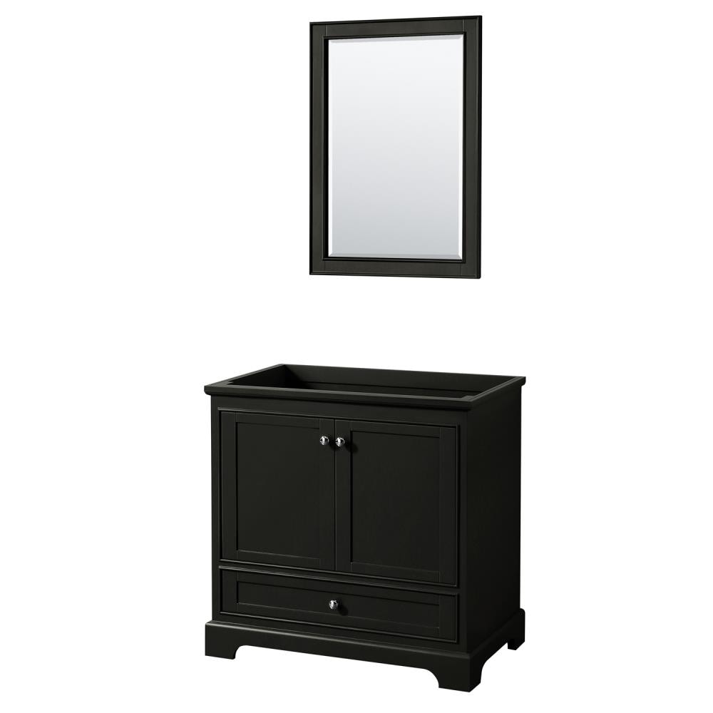 Wyndham Collection WCS202036SDECXSXXM24 Deborah 36-in Dark Espresso with Polished Chrome Trim Bathroom Vanity Base Cabinet without Top (Mirror Included)