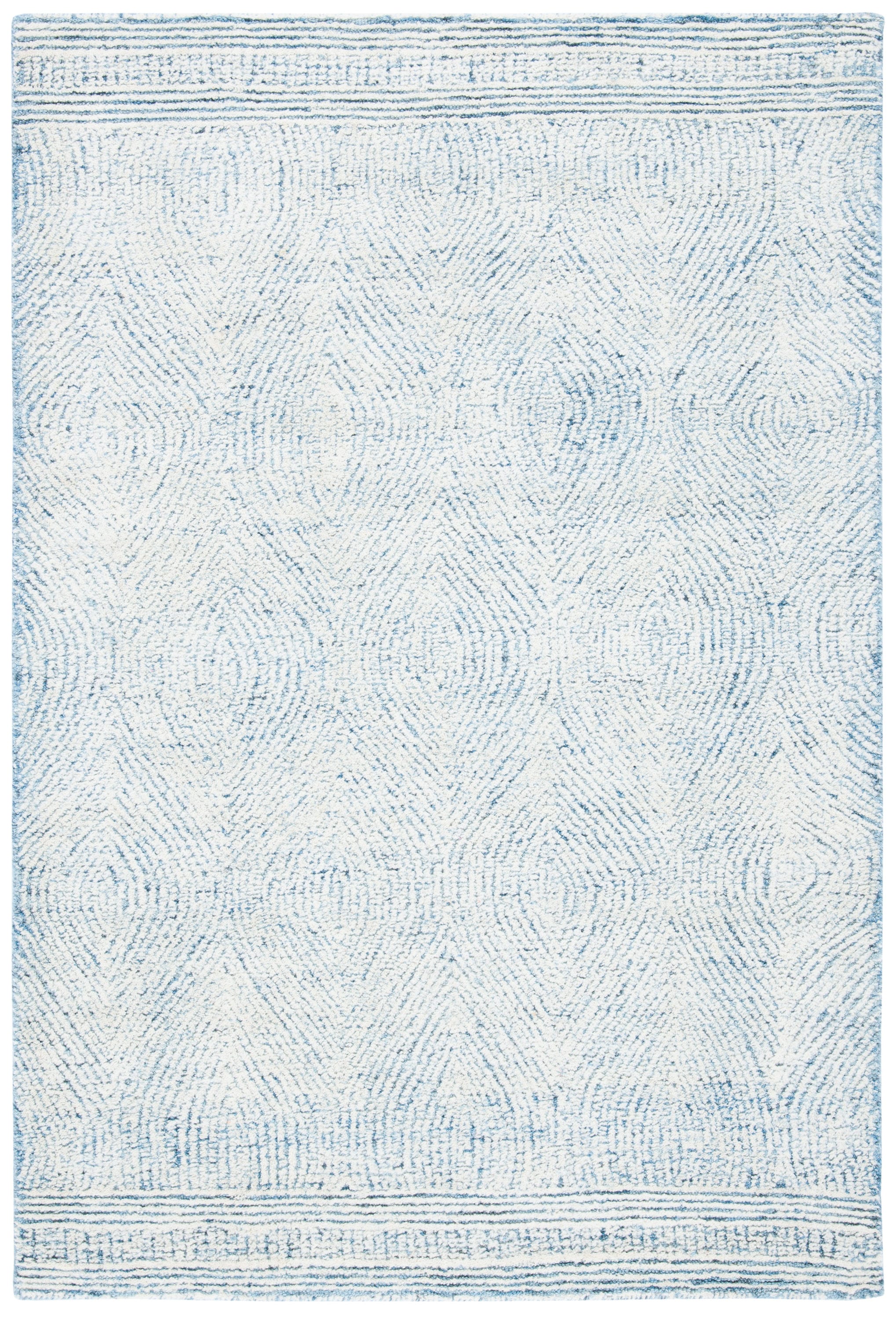 Safavieh ABT340M-4 Abstract Zenzi 4 x 6 (ft) Tufted Wool Ivory/Blue Rectangular Indoor Abstract Vintage Area rug