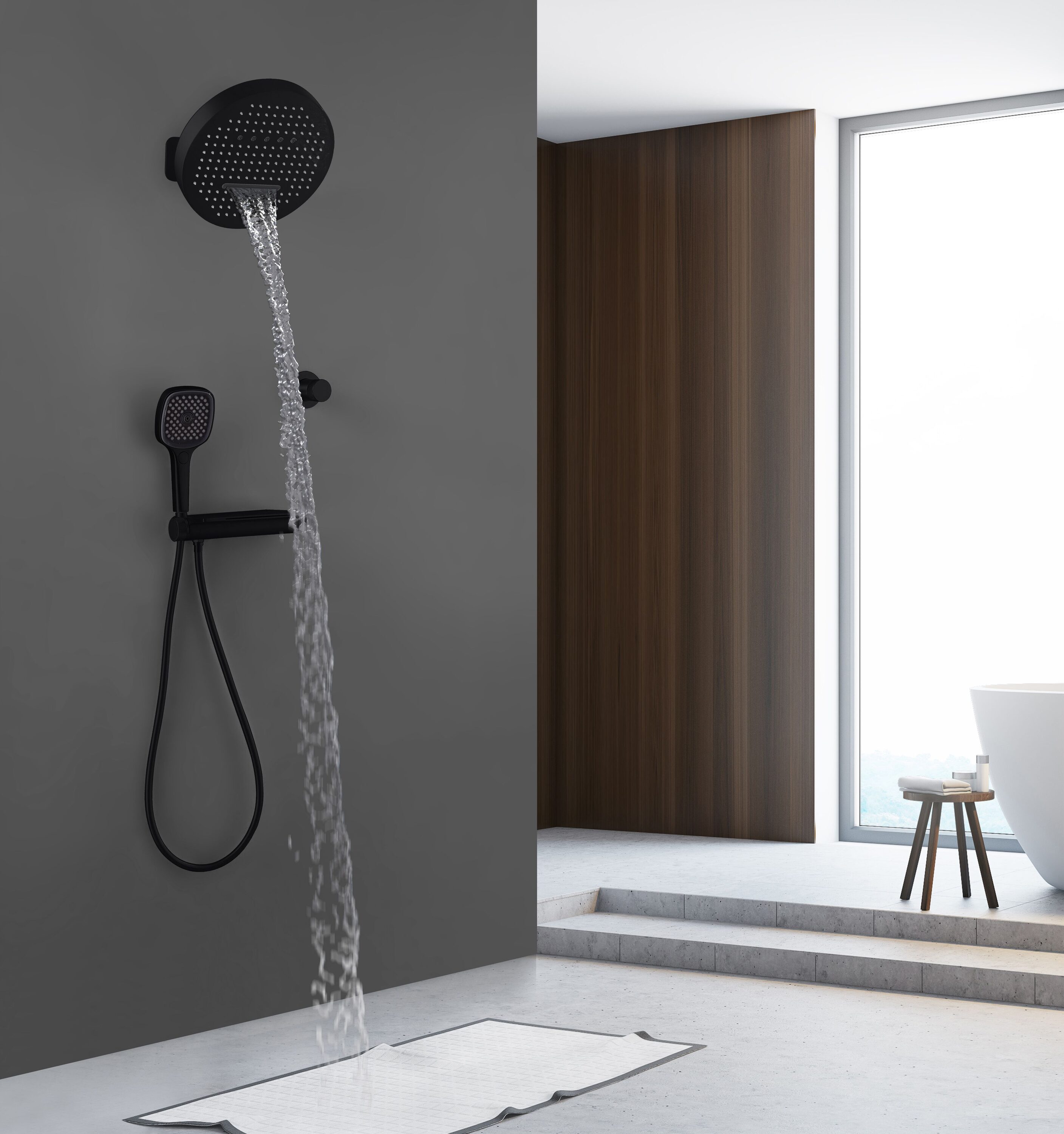 WELLFOR WB-81025-MB Showerhead-Bar-Panels - View #3