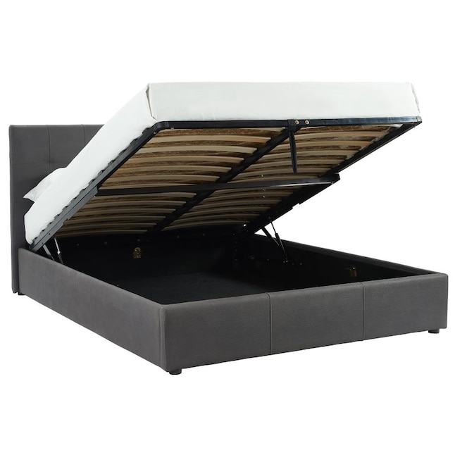 Worldwide Homefurnishings Grey King Platform Bed With Storage In The Beds Department At Com Grey King Platform Bed With Storage, California King Hydraulic Lift Bed