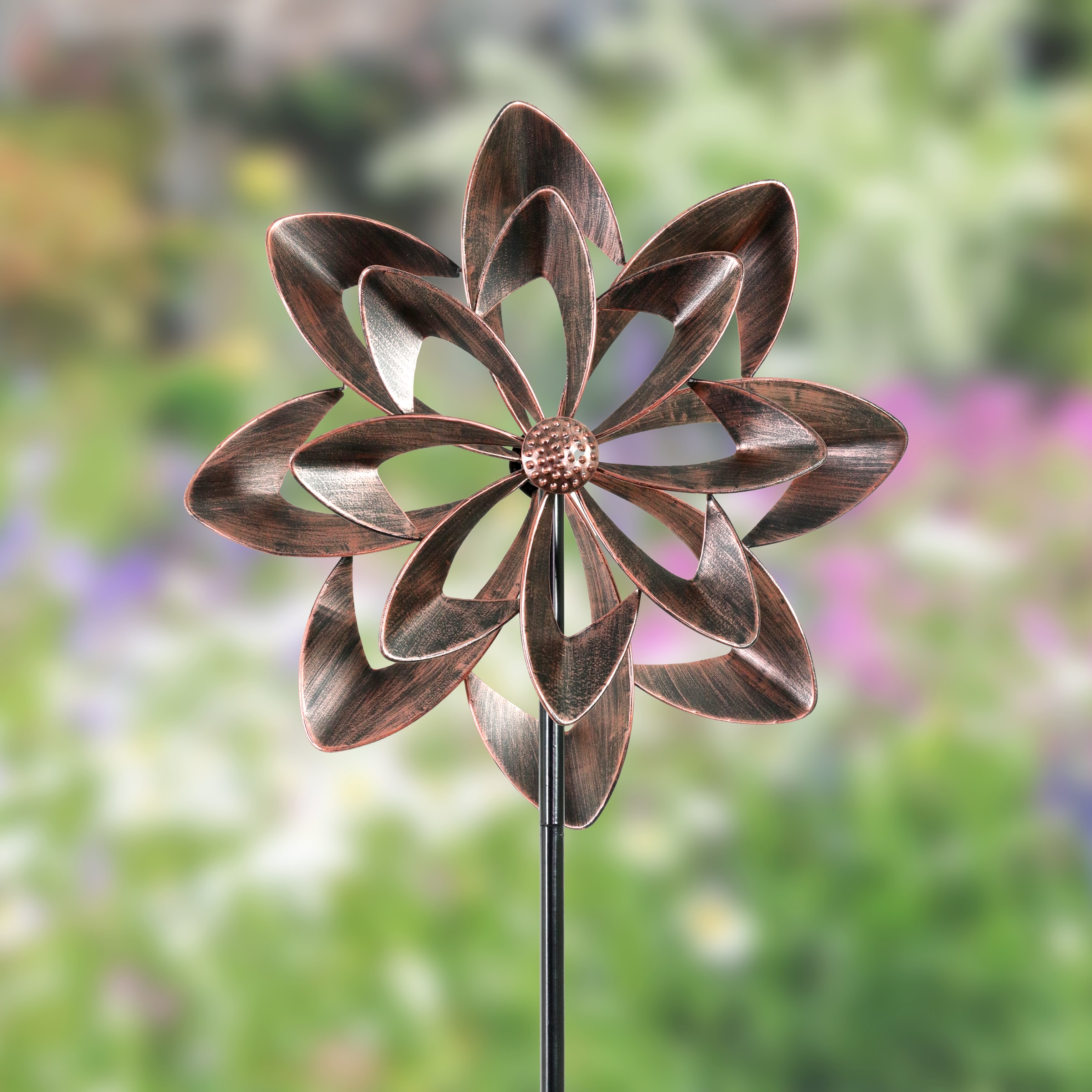 Exhart Boxed Windspinner Pinwheel Bronze Aluminum Wind Spinner In The