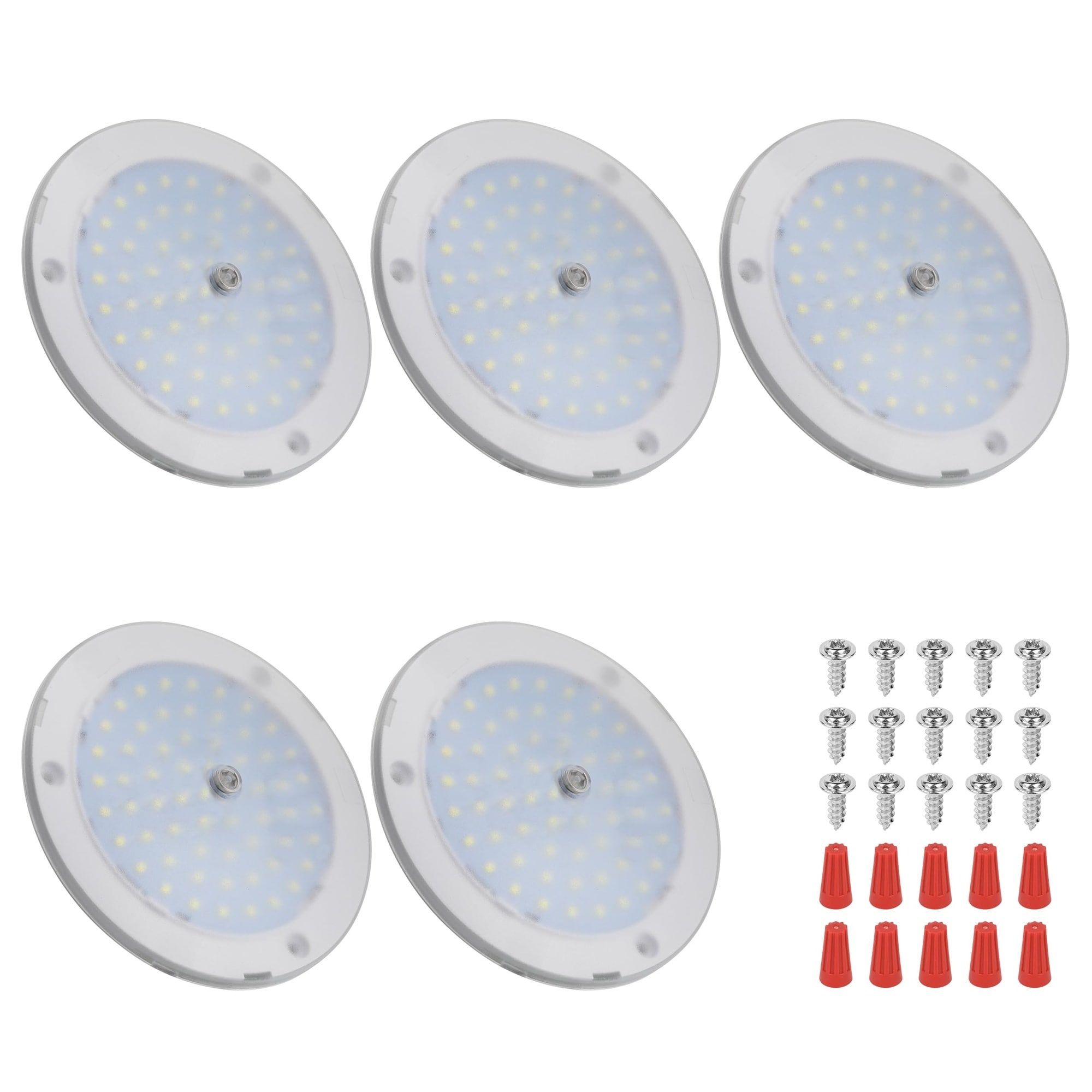 Lukvuzo  5 Pack 5 Inch 12V LED Ceiling Dome Light Stepless Dimming Memory Function 800LM 6000K Cool White Frosted Interior Puck Light for RV Camper Trailer Boat