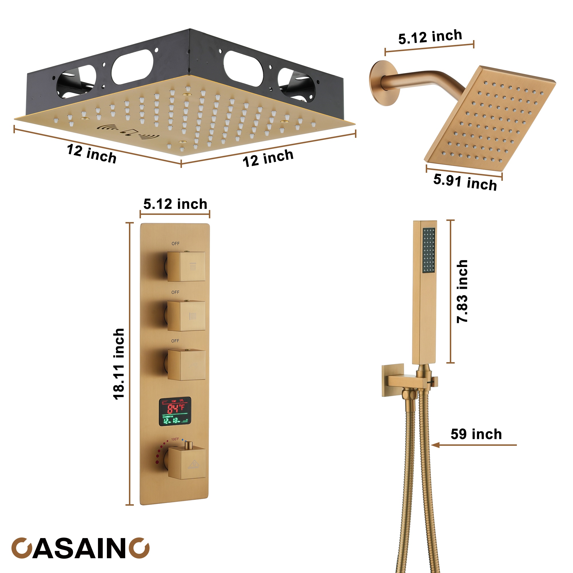 CASAINC KCHS0018-LEDBG Showerhead-Bar-Panels - View #5