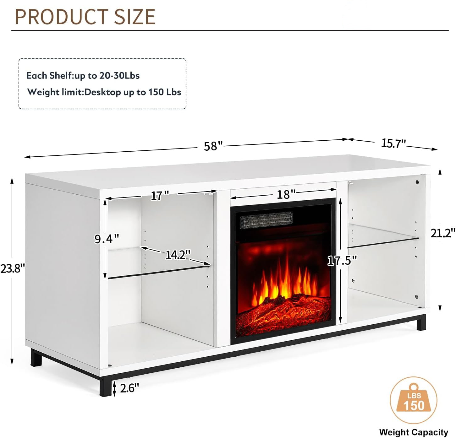 AOXUN H21015WH+H20015 Electric-Fireplaces - View #6
